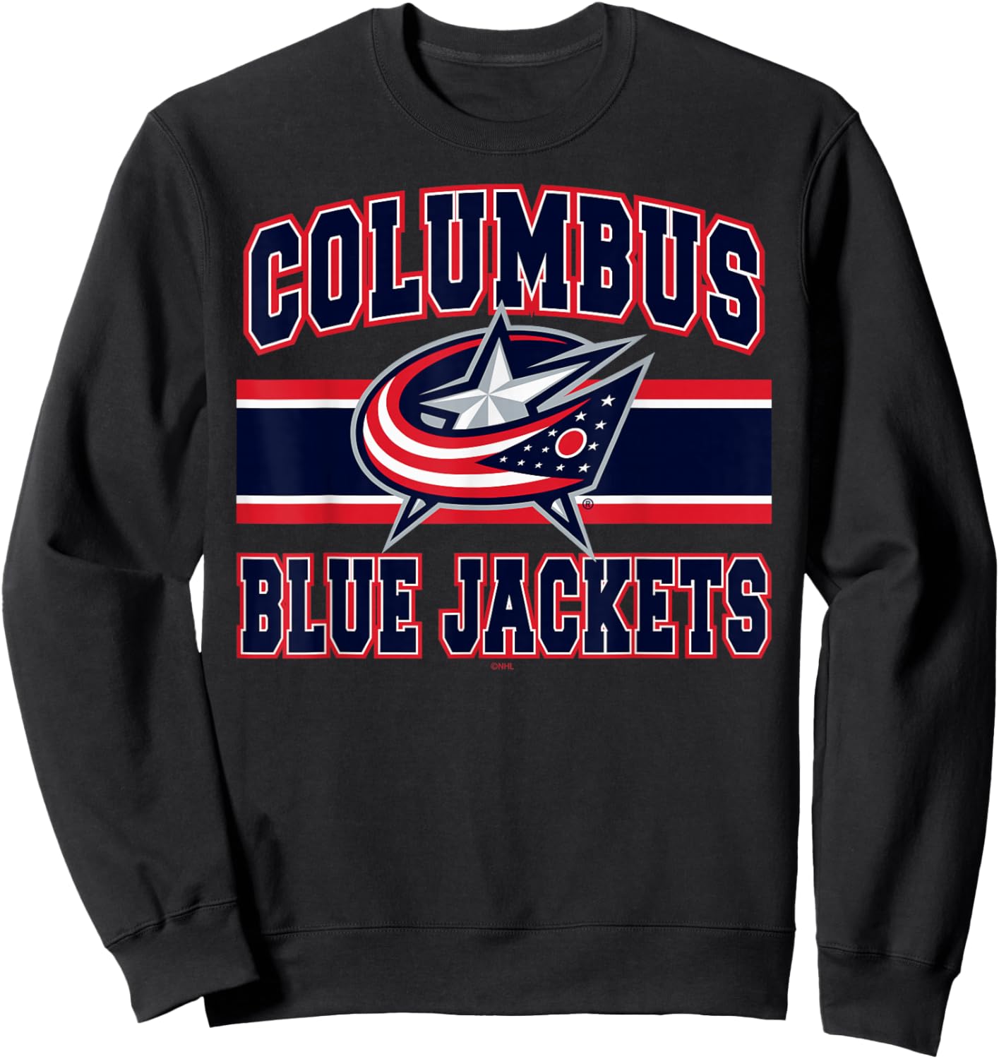 Columbus Blue Jackets Stripe White Officially Licensed Sweatshirt - Sweatshirt | Black