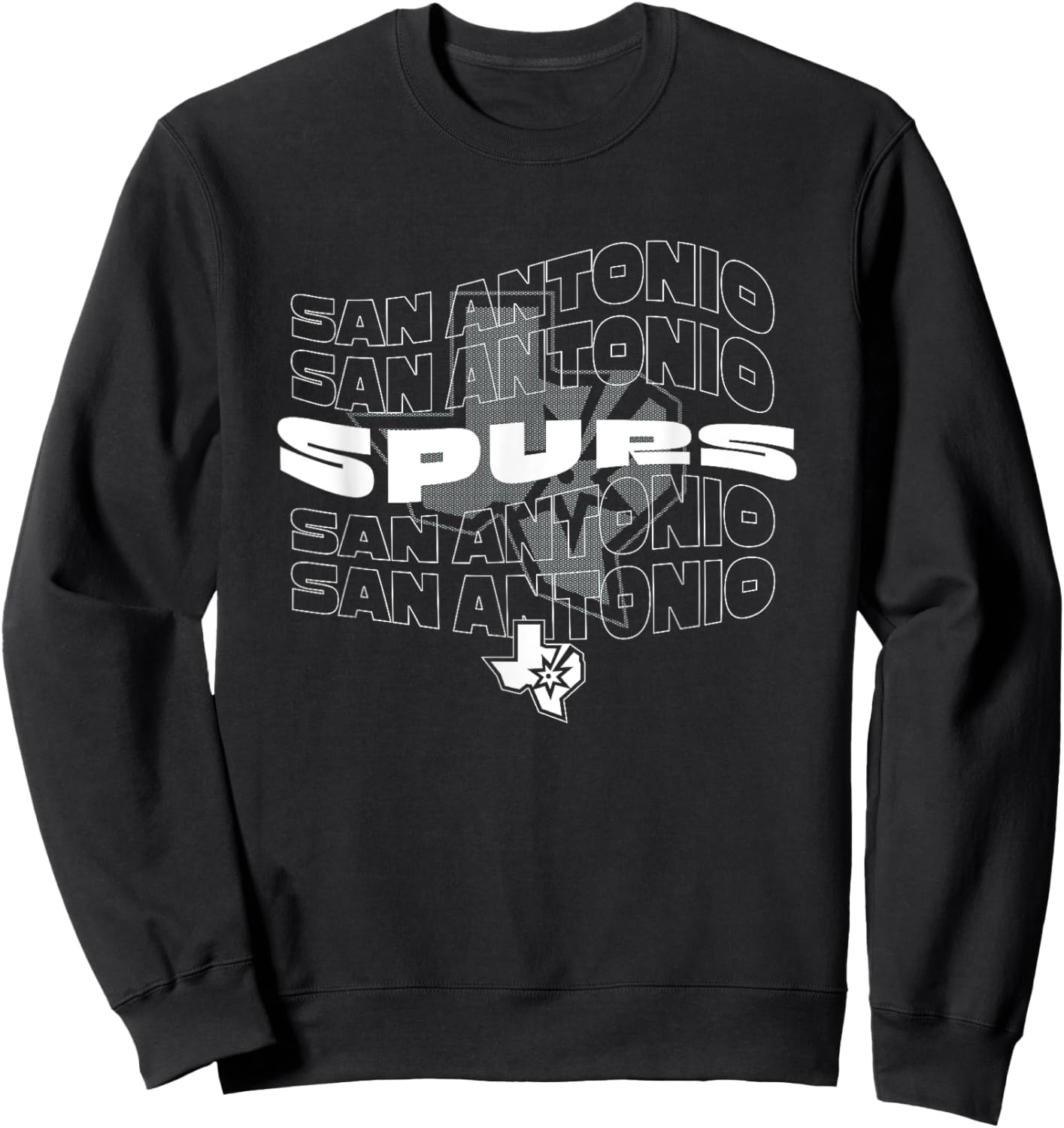 NBA San Antonio Spurs Wave Outline Team Logo Sweatshirt - Sweatshirt | Black