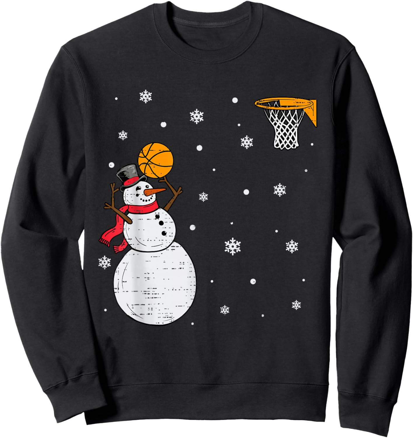 Funny Snowman Basketball Christmas Xmas Sports Men Boys Kids Sweatshirt - Sweatshirt | Black