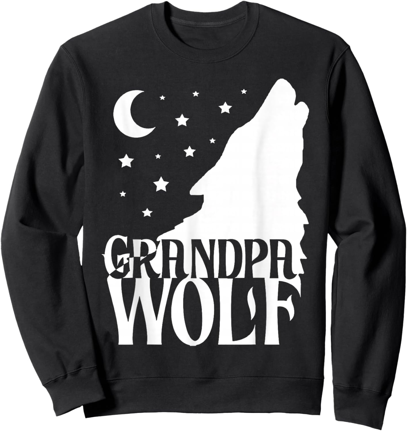 Grandpa Wolf Gift Matching Family Tribe Wolves Moon Sweatshirt - Sweatshirt | Black
