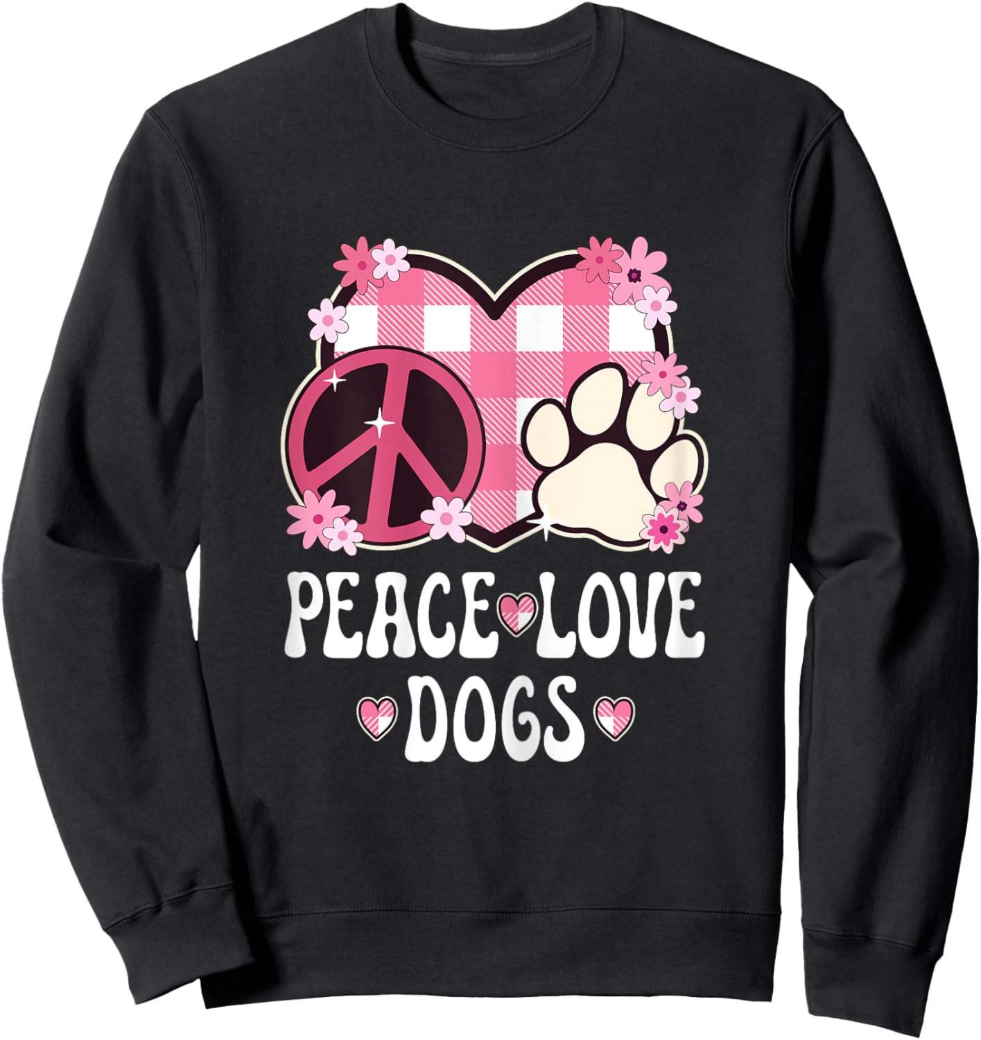 Peace Love Dogs Women Teen Girls Dog Owner Outfit Dog Lover Sweatshirt - Sweatshirt | Black