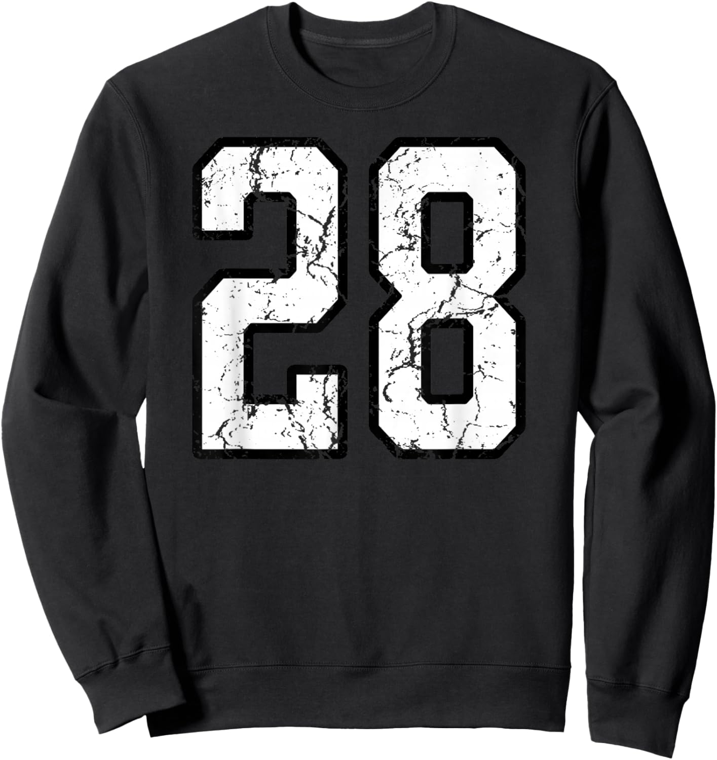 White and Black Sports Number 28 Jersey Uniform Player Sweatshirt - Sweatshirt | Black