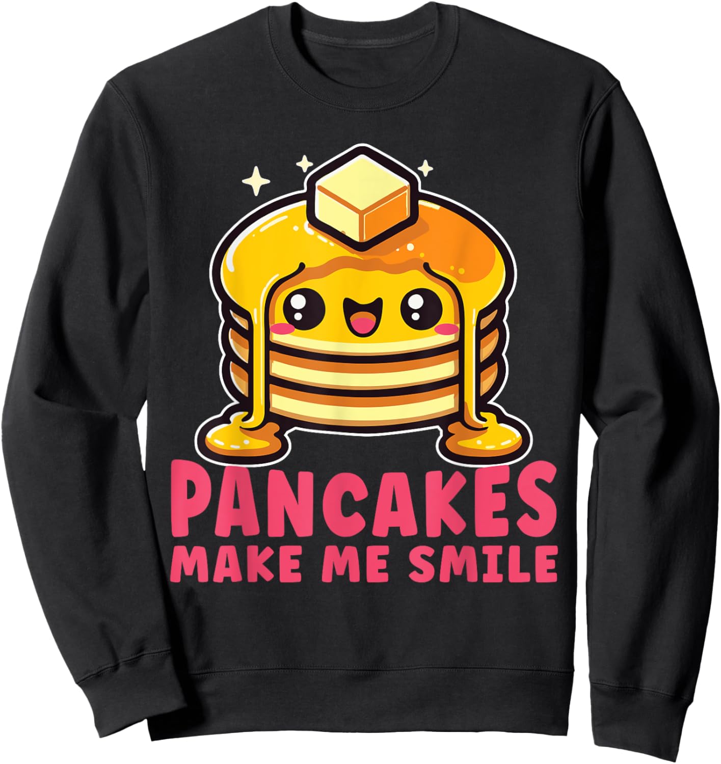 Cute Pancake Breakfast Food Lover Kawaii Pancakes Sweatshirt - Sweatshirt | Black