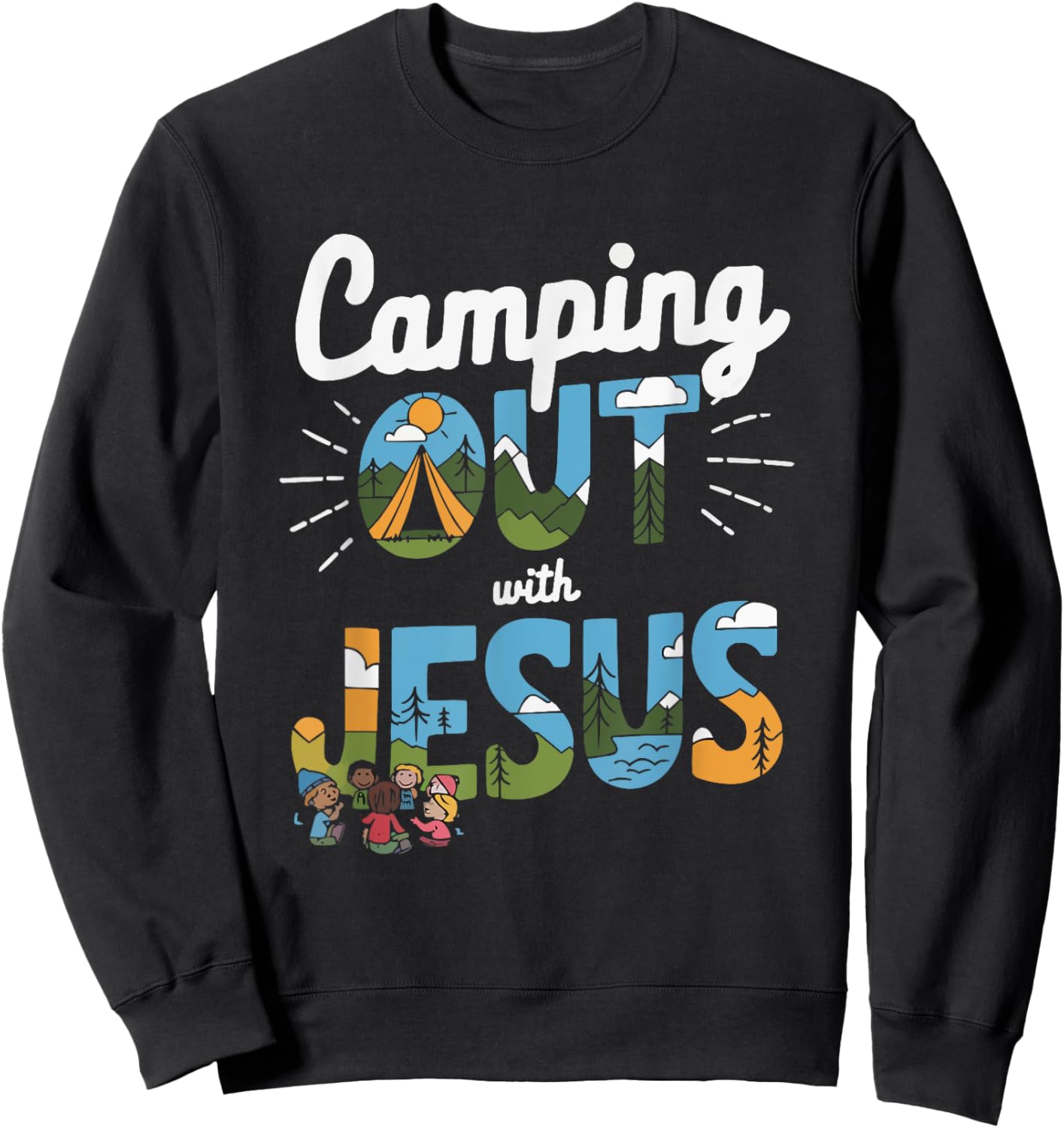 Camping Jesus Christ Religion Christian Camper Christianity Sweatshirt - Sweatshirt | Black