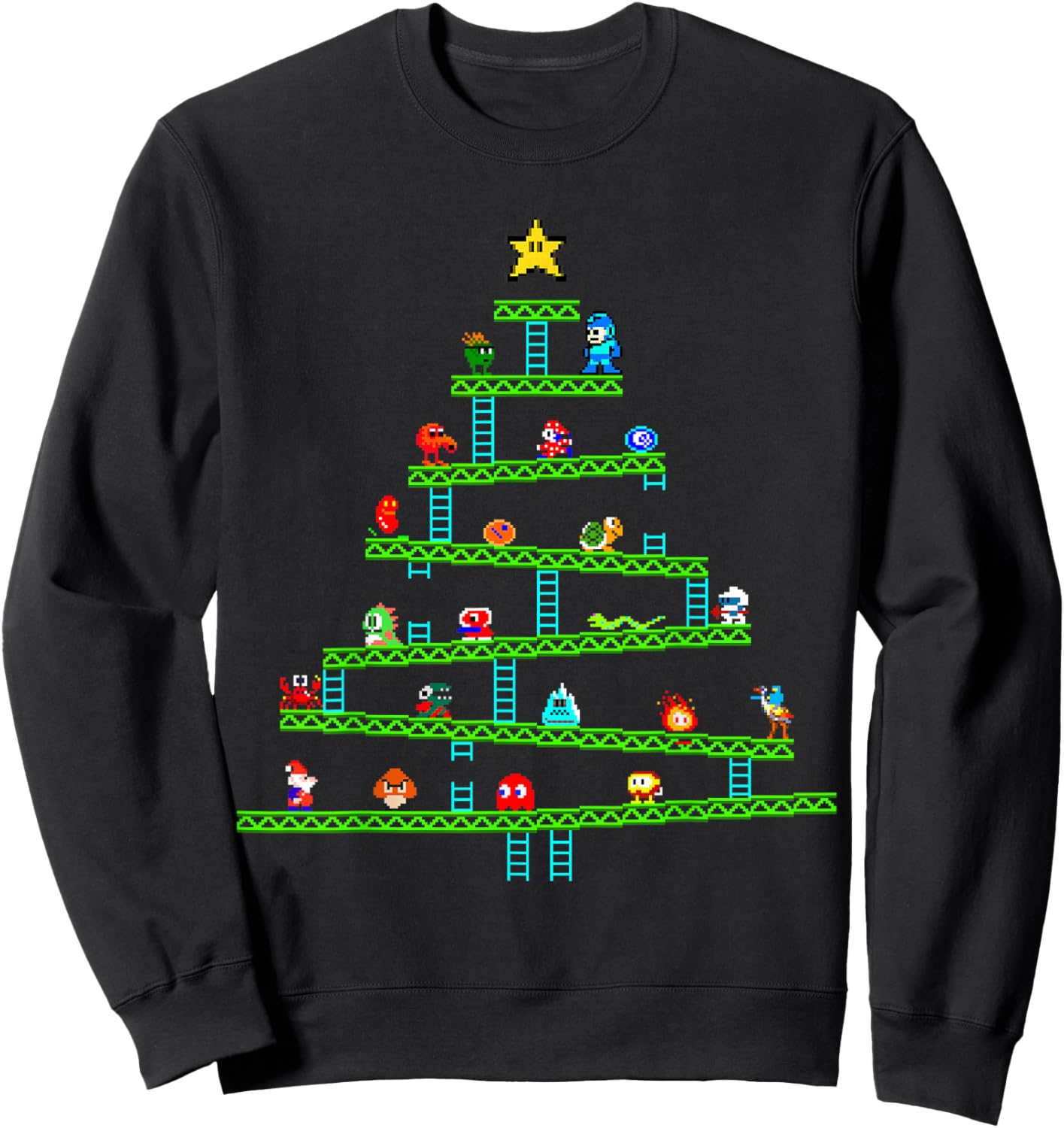 8 Bit Retro Gaming Christmas Tree Sweatshirt - Sweatshirt | Black
