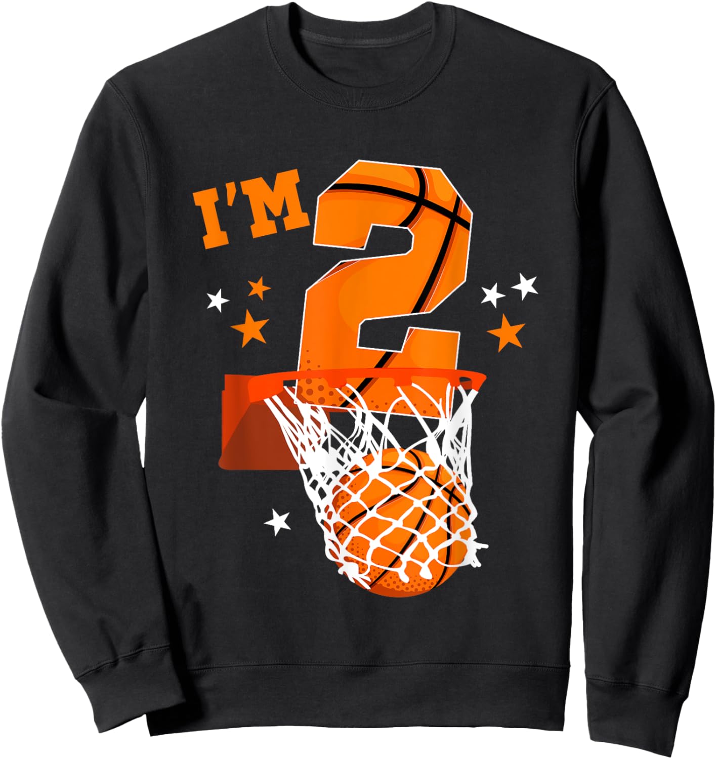 2nd Birthday Basketball Themed For Boy 2 Year Old Sweatshirt - Sweatshirt | Black