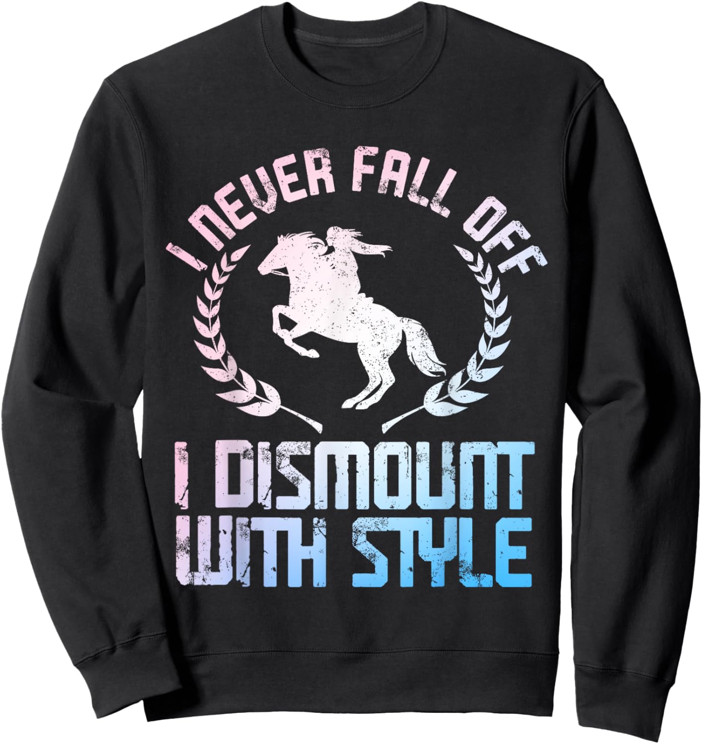 Funny Horse Racing Art Women Horse Lover Equestrian Sweatshirt - Sweatshirt | Black