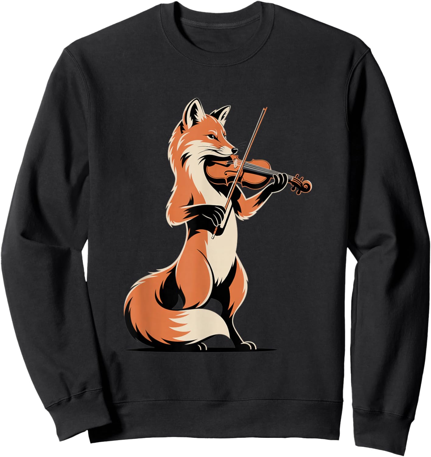 Violin Playing Fox Cute Music Orchestra Fantasy Sweatshirt - Sweatshirt | Black