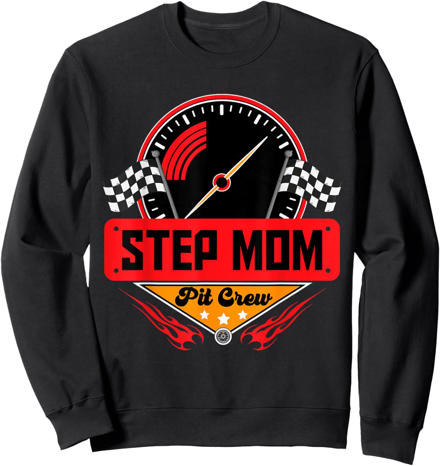Race Car Birthday Party Matching Family Step Mom Pit Crew Sweatshirt - Sweatshirt | Black