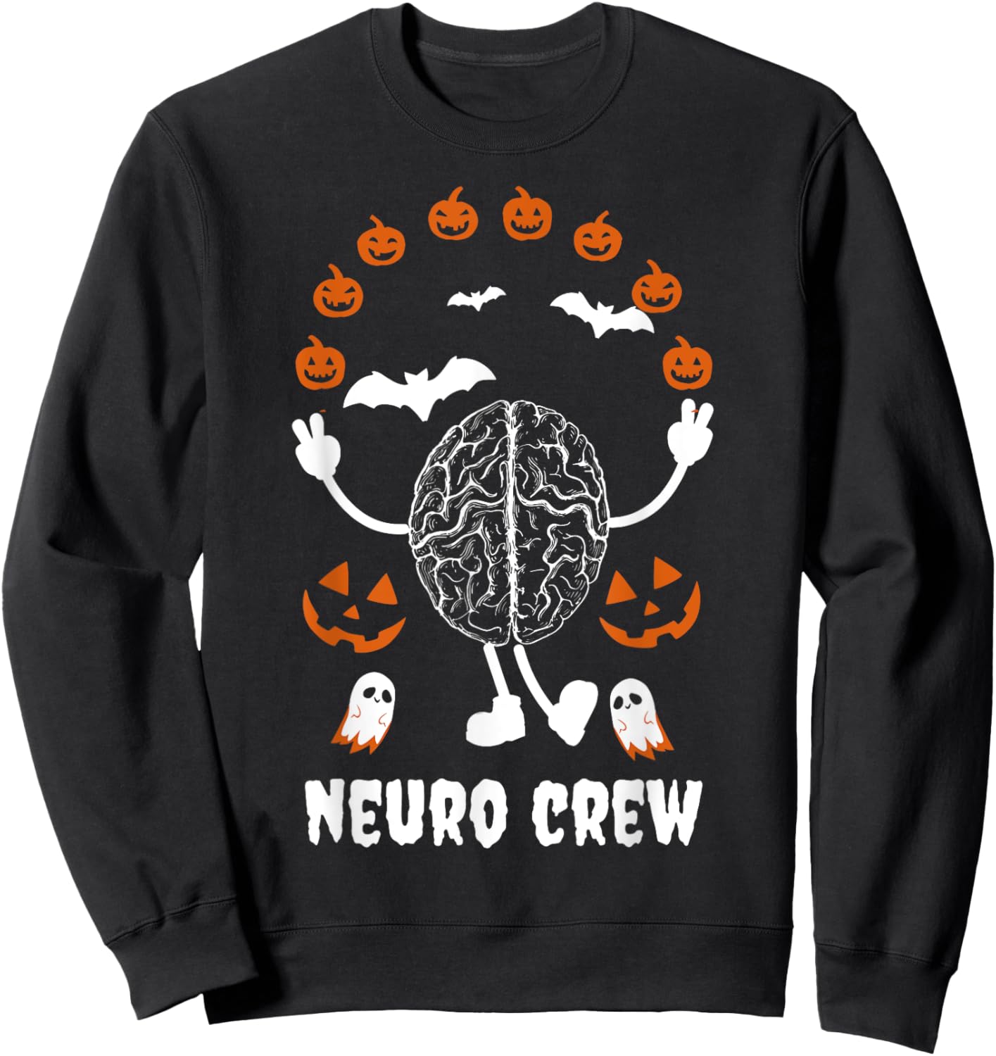 Neuro Nurse Crew Halloween Anatomical Brain Anatomy Pumpkins Sweatshirt - Sweatshirt | Black