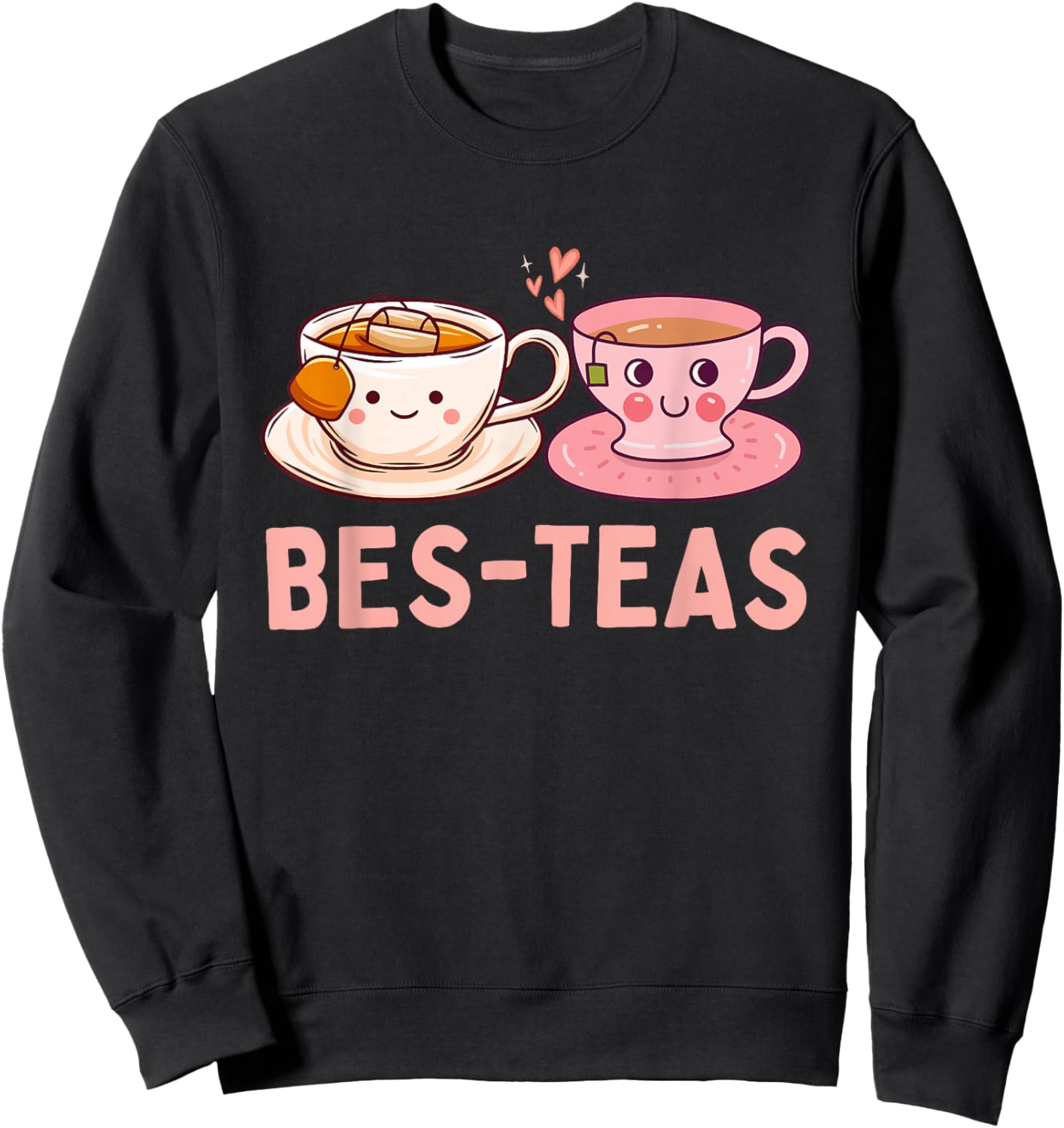 Funny BES-Teas Kawaii Teas Lover Bestie Matching Women Girls Sweatshirt - Sweatshirt | Black