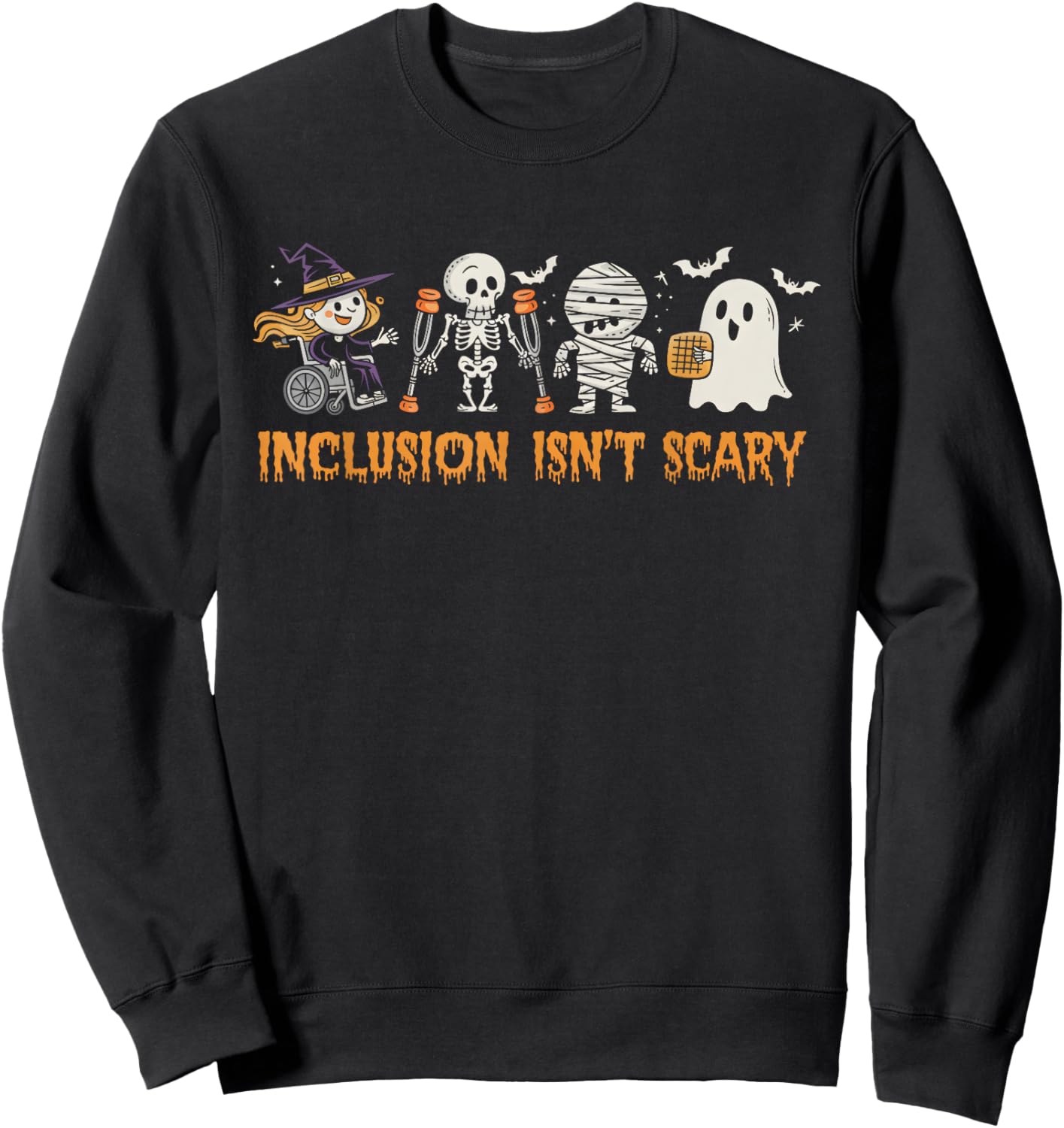 Inclusion Isn't Scary Slp Halloween Sped Teacher Ghost Mummy Sweatshirt - Sweatshirt | Black