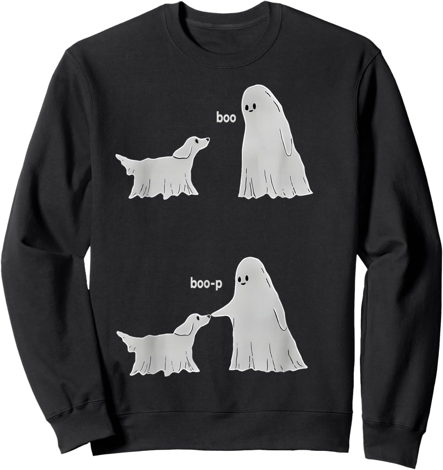 Boo Boop Ghost Pet Dog Halloween Cute Ghost Dog Lover Funny Sweatshirt - Sweatshirt | Black