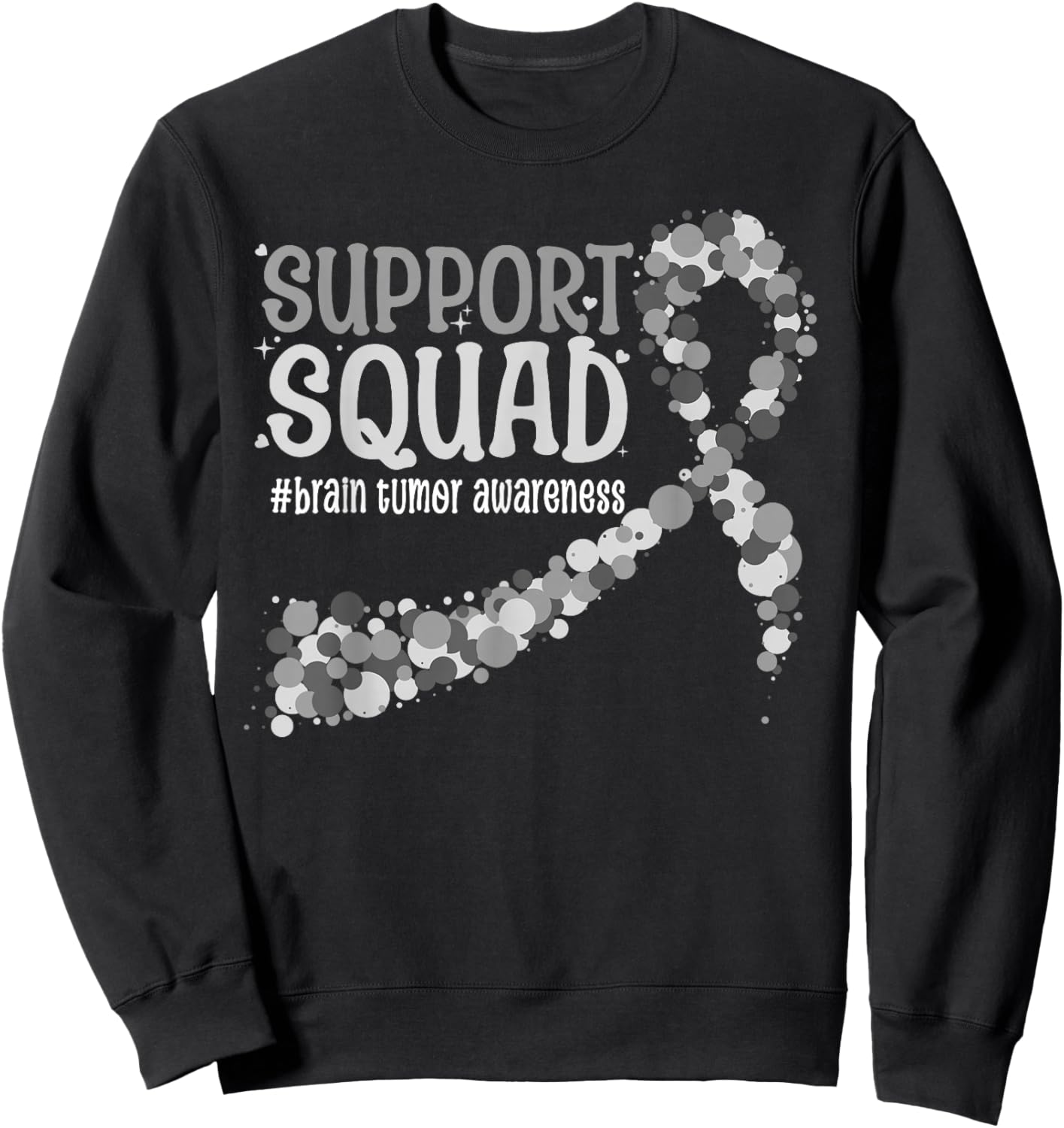 Gray Ribbon Brain Tumor Support Squad Brain Tumor Awareness Sweatshirt - Sweatshirt | Black