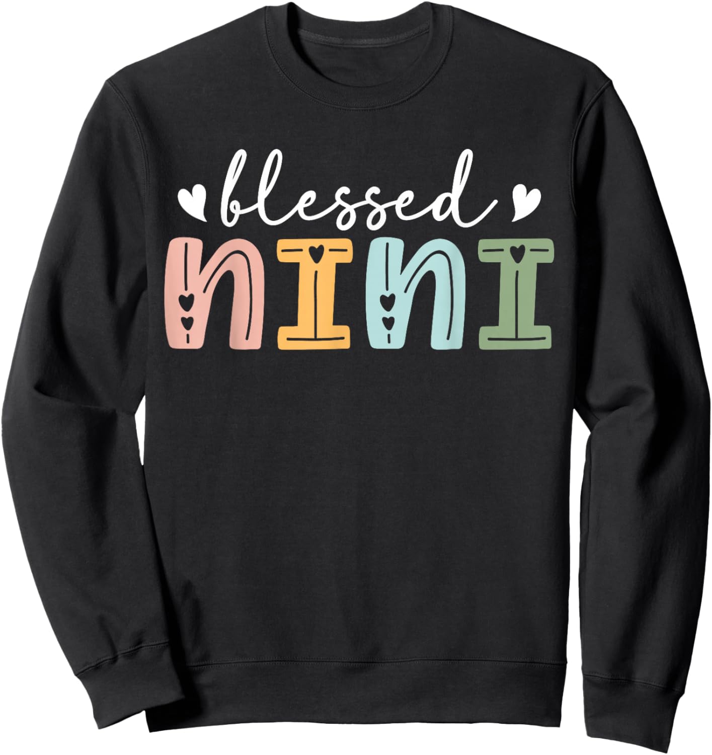 Blessed Nini Grandma Nini Grandmother Sweatshirt - Sweatshirt | Black
