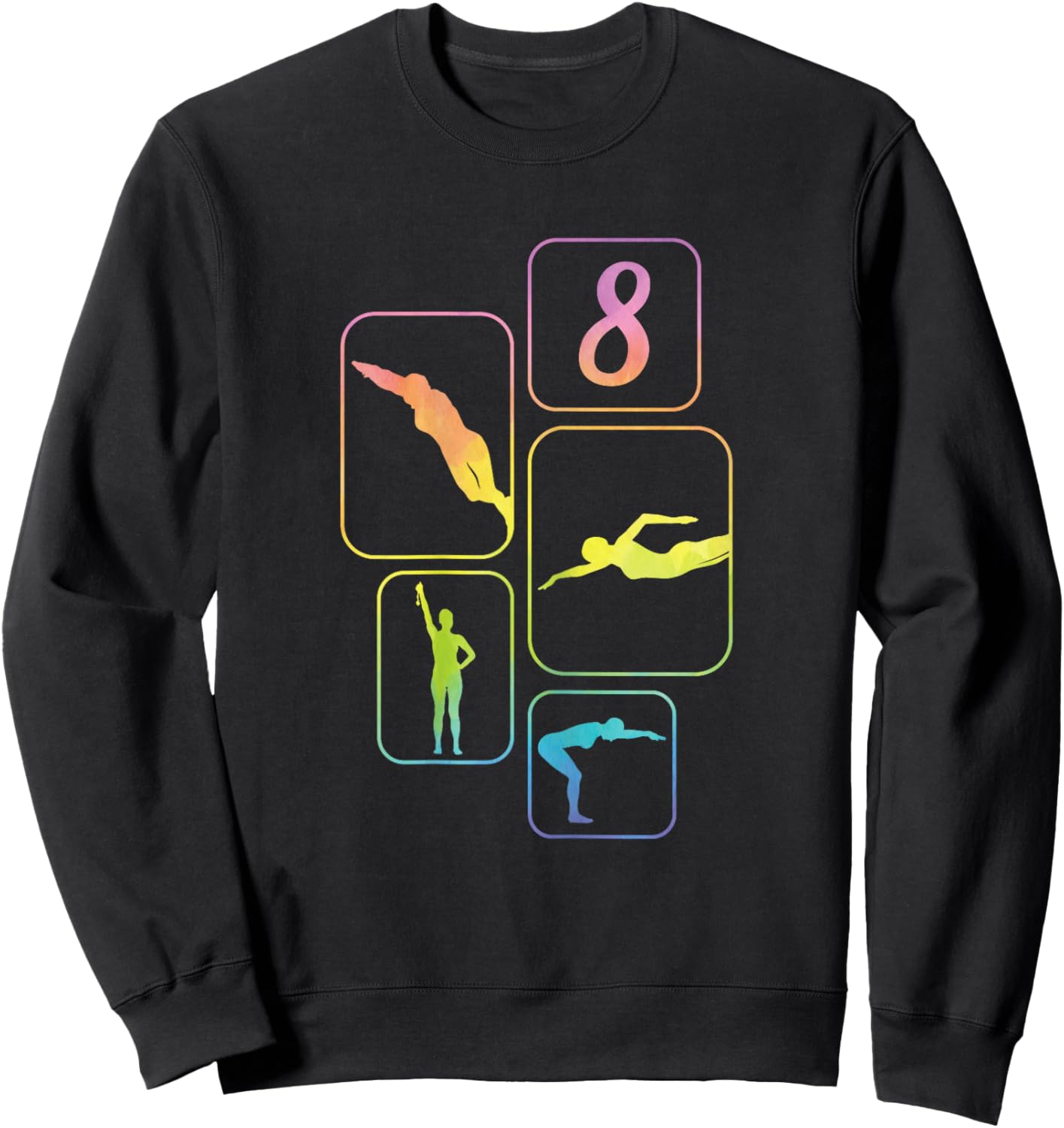 8th Birthday Swimmer Swimming 8 Year Old Girl Sweatshirt - Sweatshirt | Black