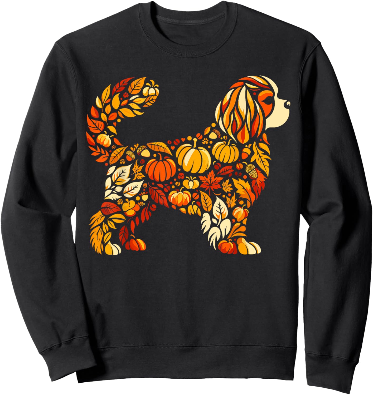 Autumn Pumpkin Cavalier King Charles Spaniel Thanksgiving Sweatshirt - Sweatshirt | Black
