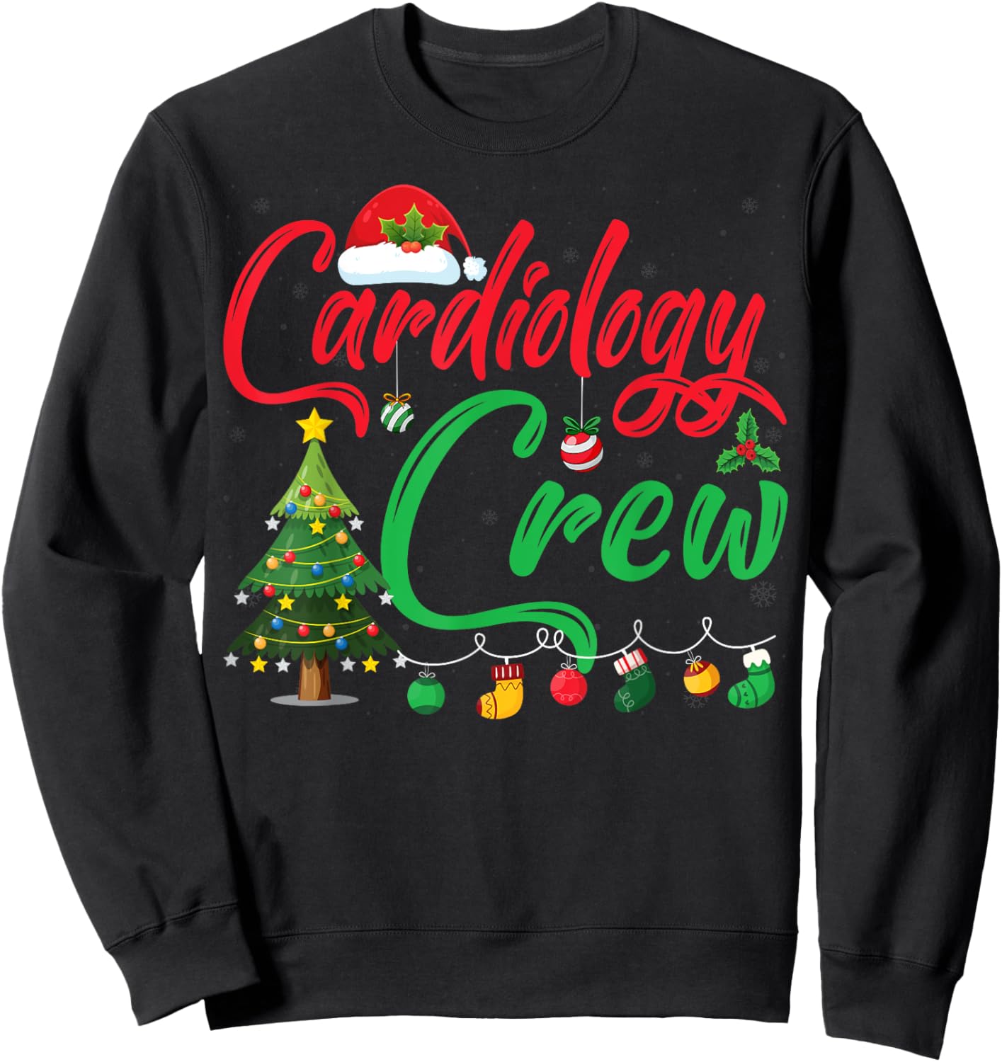 Cardiology Christmas Crew Xmas Lighting Tree Cardiologist Sweatshirt - Sweatshirt | Black