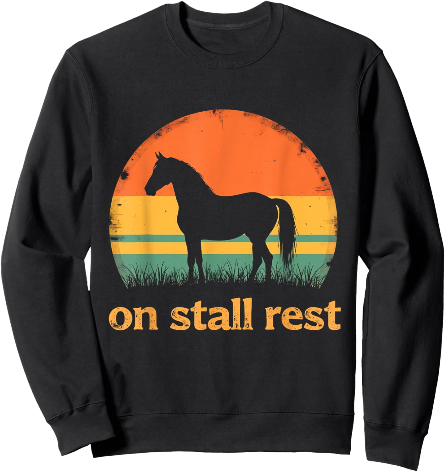 On Stall Rest horse Vintage Sunset Sweatshirt - Sweatshirt | Black
