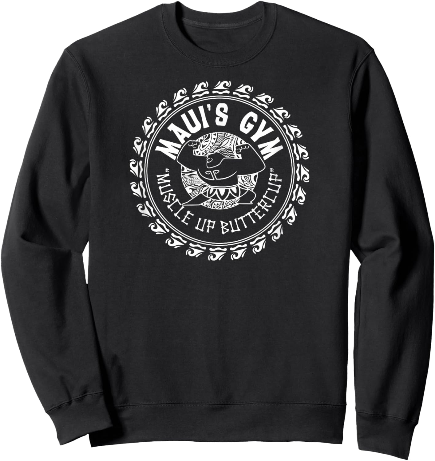 Maui's Gym Muscle Up Butter Cup Black Tribal Print Sweatshirt - Sweatshirt | Black