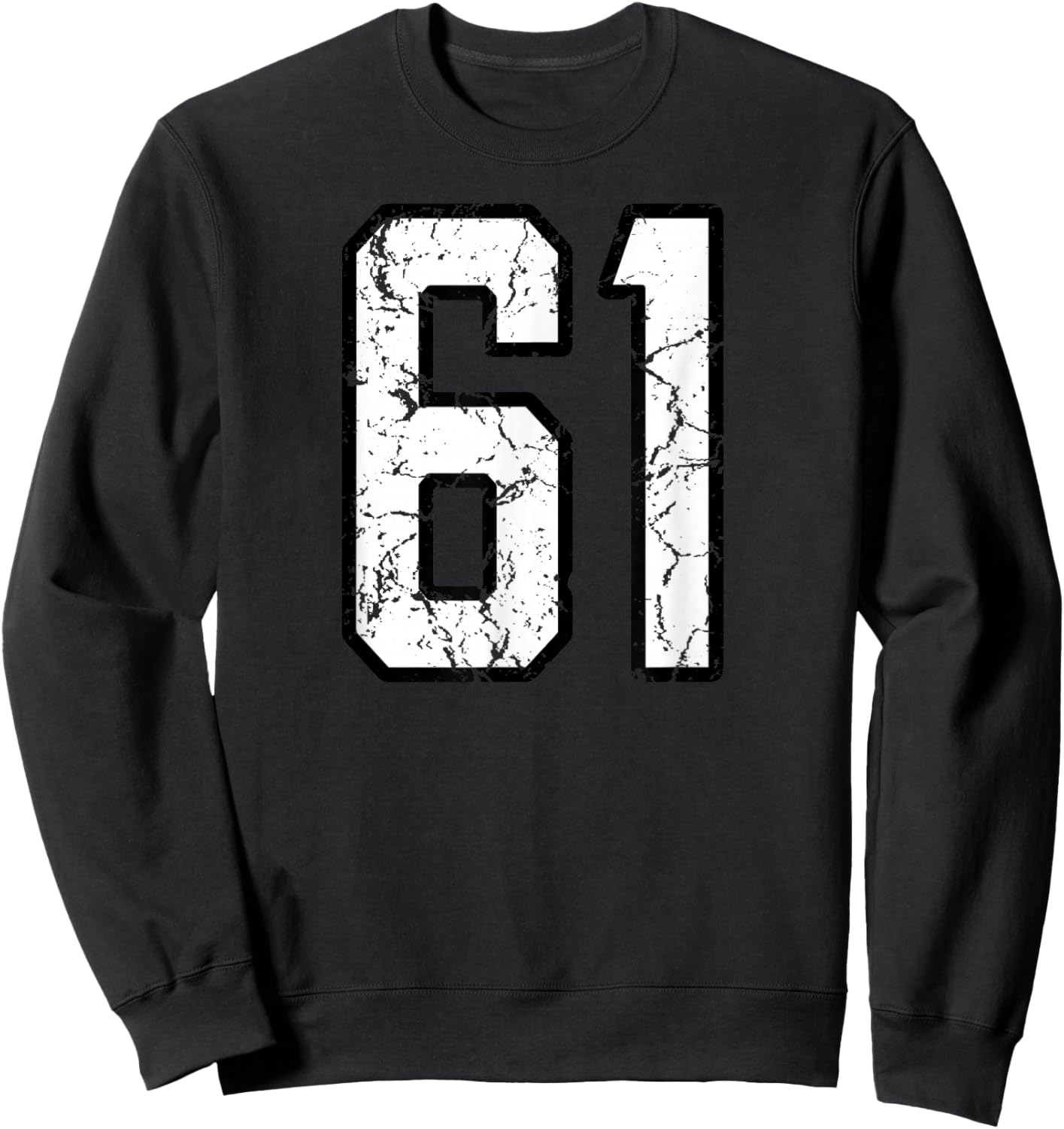 White and Black Sports Number 61 Jersey Uniform Player Sweatshirt - Sweatshirt | Black