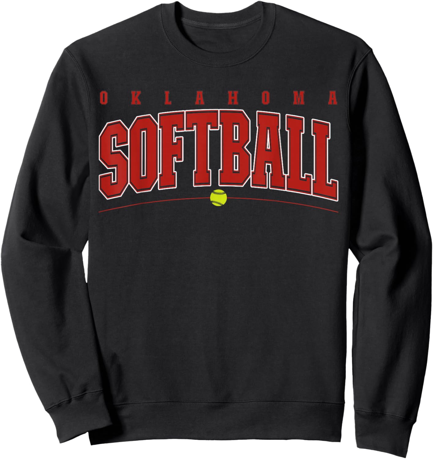 Oklahoma Softball Vintage Kids Team Retro Softball Fan Sweatshirt - Sweatshirt | Black