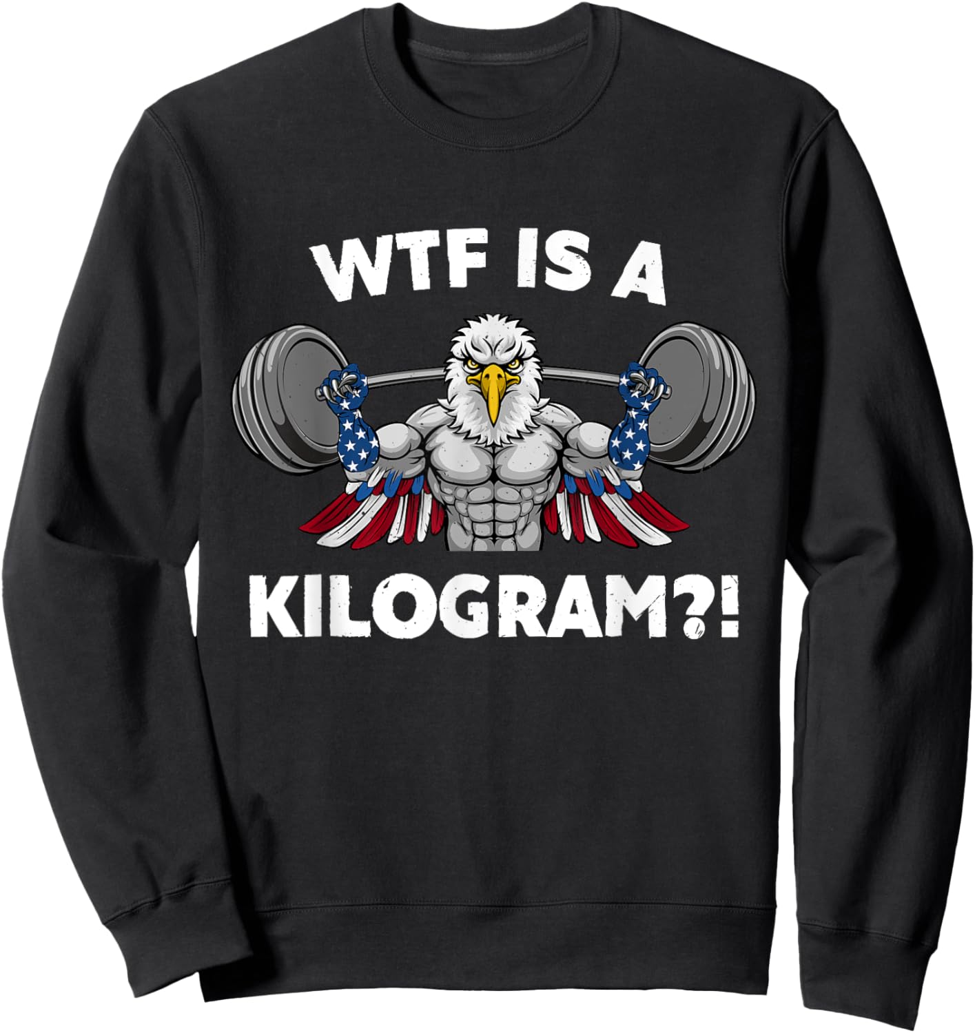 WTF is a Kilogram Eagle USA Patriotic Gymer Weightlifting Women Men Sweatshirt - Sweatshirt | Black