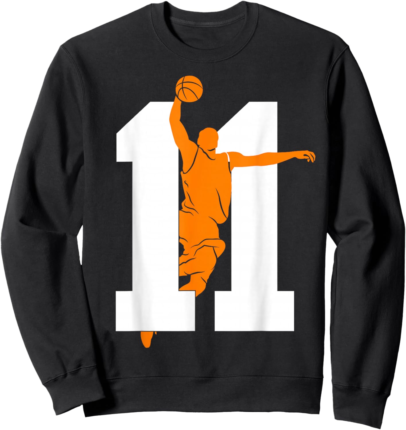 Number 11 Years Basketball 11th Birthday Sweatshirt - Sweatshirt | Black