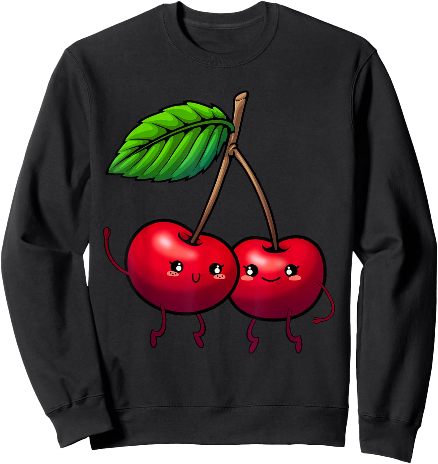 Funny Cherry Graphic Women Cherry Print Cherry Lover Sweatshirt - Sweatshirt | Black