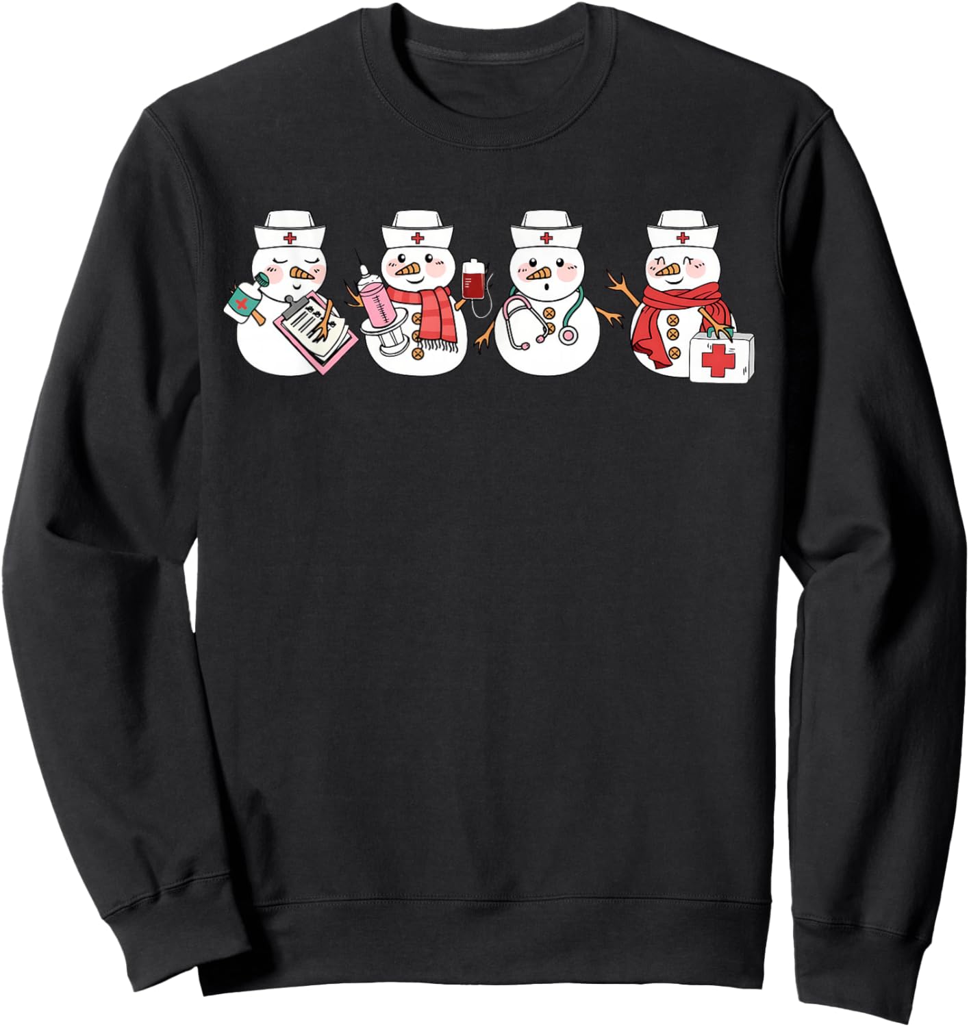 Nurse Snowman Squad Nursing RN Registered Funny Christmas Sweatshirt - Sweatshirt | Black