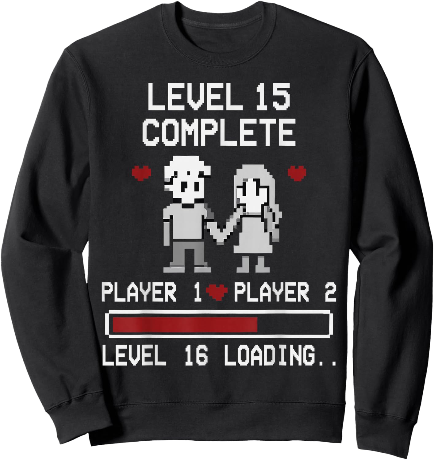 15th Wedding Anniversary Gamer Vintage Level 15 Complete Sweatshirt - Sweatshirt | Black