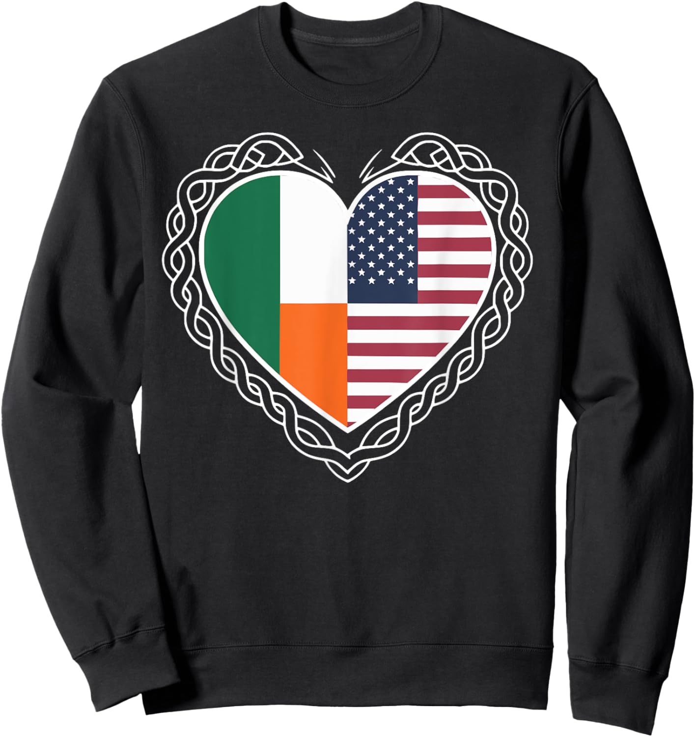 Irish-American Heritage Celtic Heart Design Sweatshirt - Sweatshirt | Black
