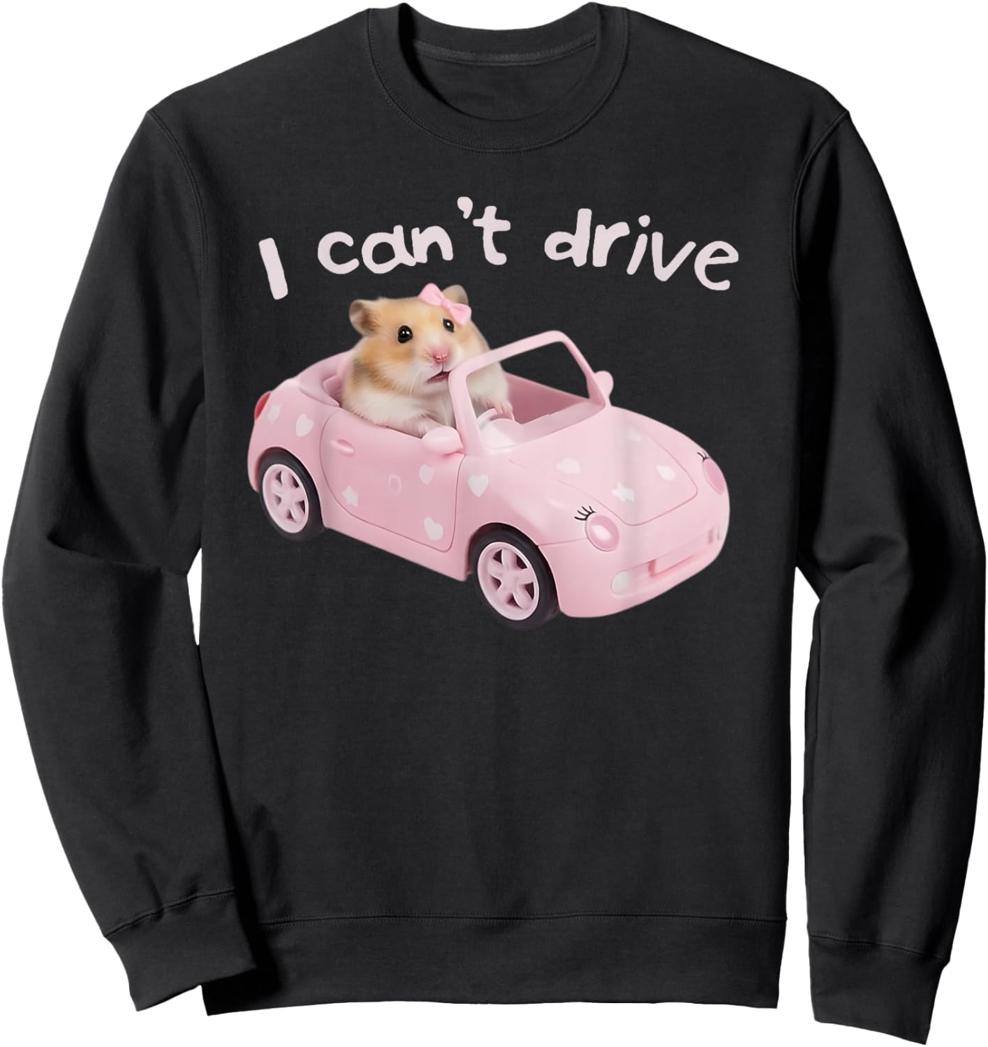 Hamster Pink Meme Funny Humor Gen Z Brainrot I Can't Drive Sweatshirt - Sweatshirt | Black