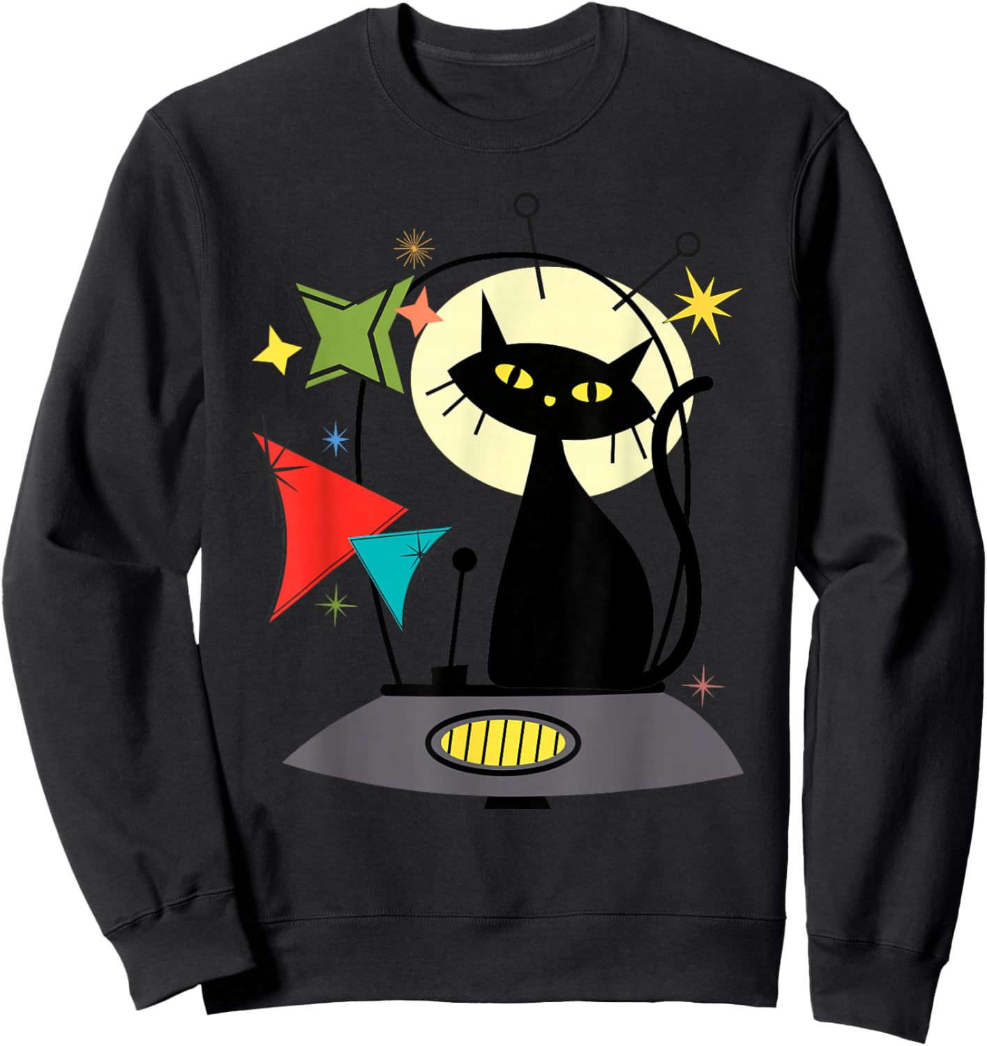 Mid Century Cat Retro Atomic Age Space Modern 50s 60s Kids Sweatshirt - Sweatshirt | Black
