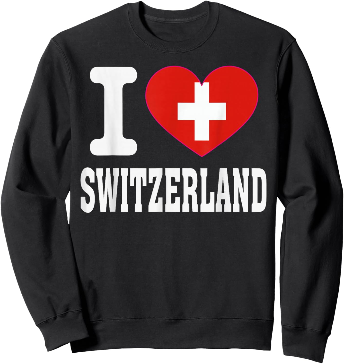 I Love Switzerland Heart Souvenir Lovers Pride Travel Sweatshirt - Sweatshirt | Black