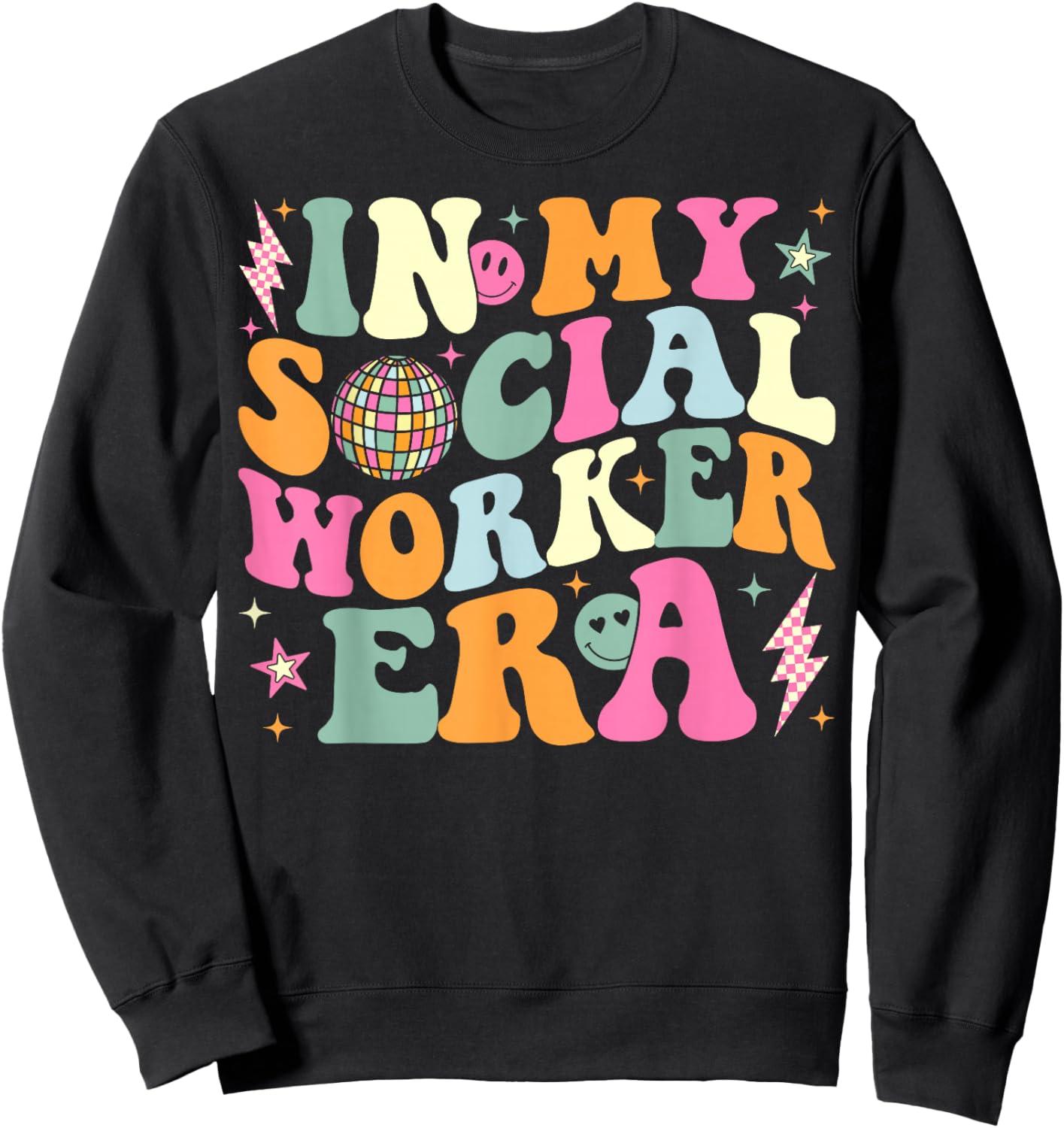 In My Social Worker Era Groovy Social Worker Graduation Sweatshirt - Sweatshirt | Black