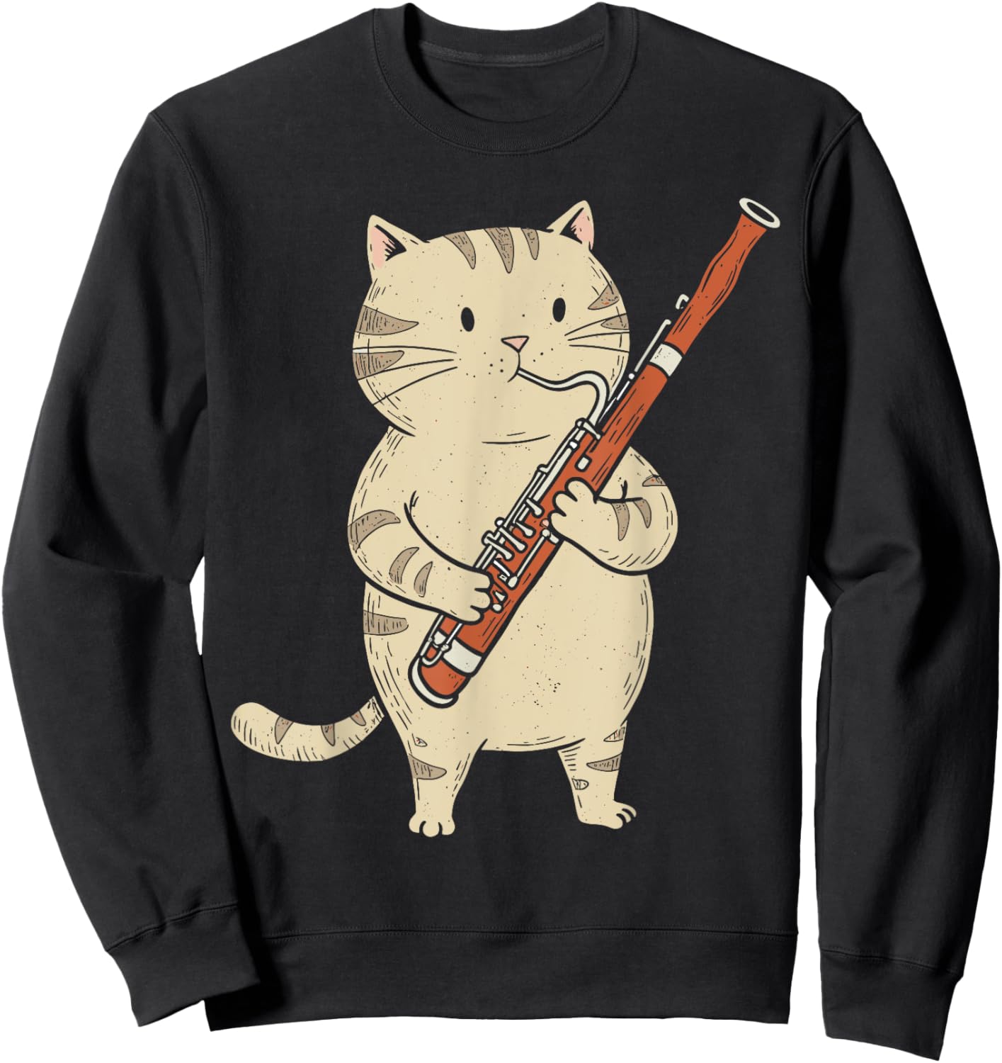Funny Bassoon Cat Musician Retro Cute Band Orchestra Sweatshirt - Sweatshirt | Black