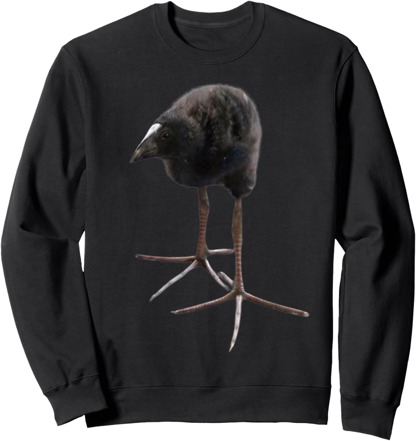 Pukeko Meme Black , Small, Short Sleeve, Modern Classic, All Seasons, Collarless, Bird Pattern, Pull On, 1 Count, 0 Pockets, Lightweight Sweatshirt - Sweatshirt | Black