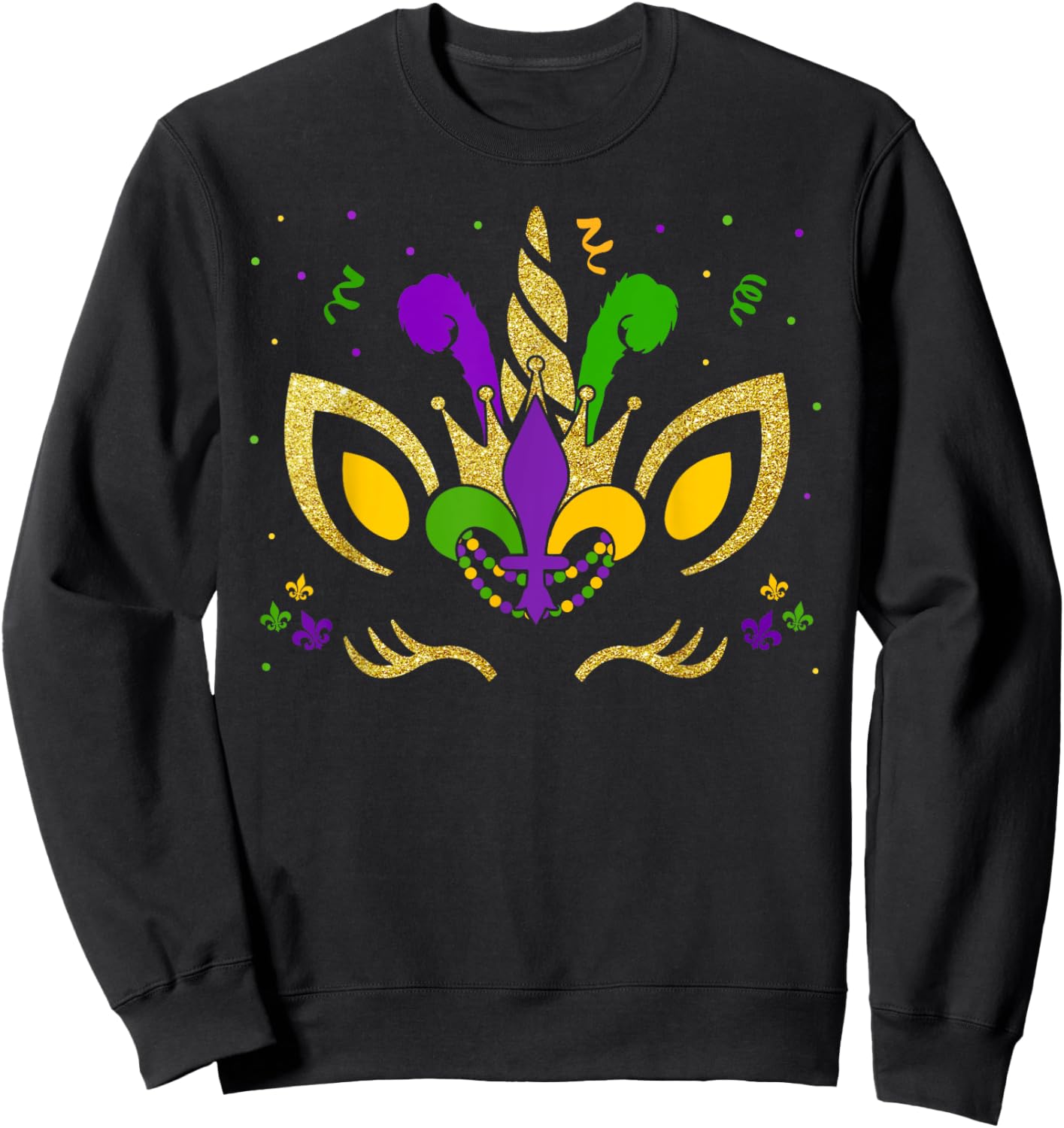 Mardi Gras Unicorn Party Costume Girl Kids Toddler Sweatshirt - Sweatshirt | Black