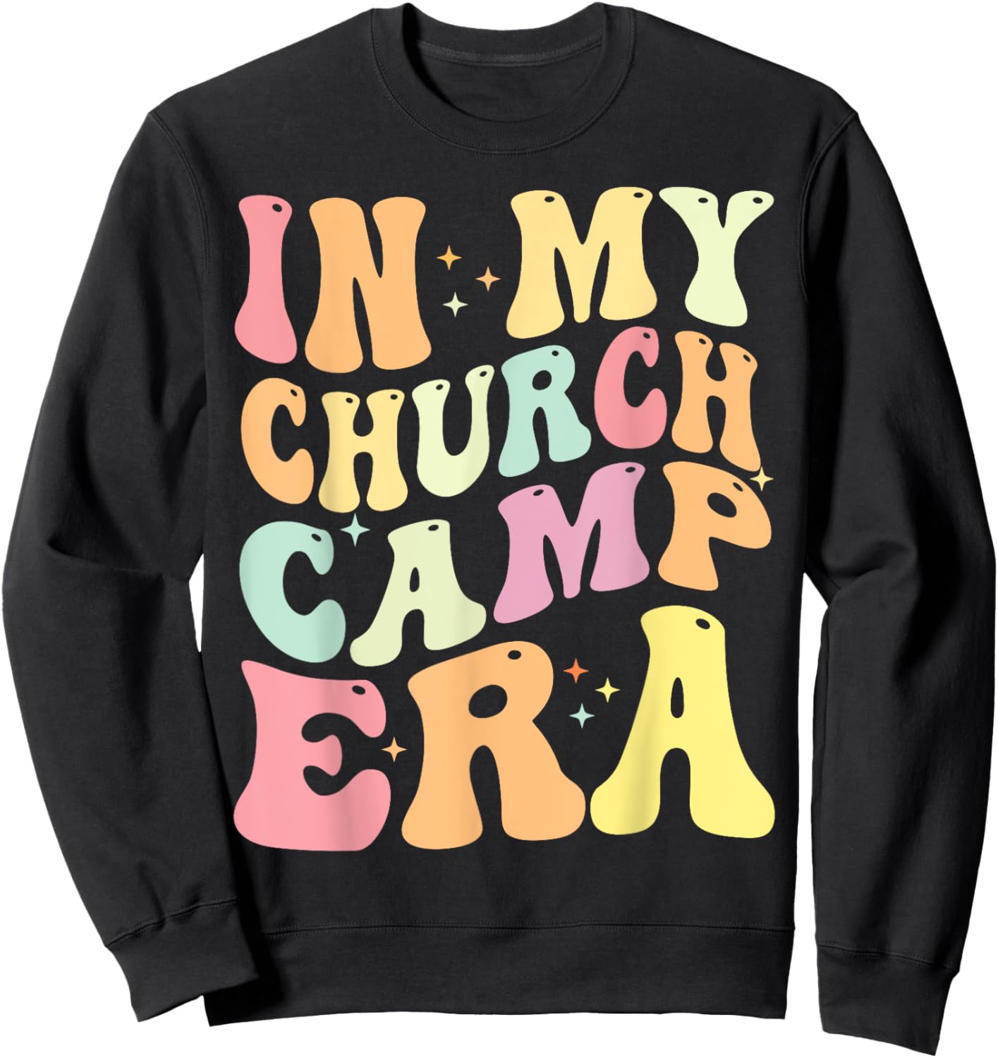 In My Church Camp Era Funny Groovy Summer Camping Sweatshirt - Sweatshirt | Black