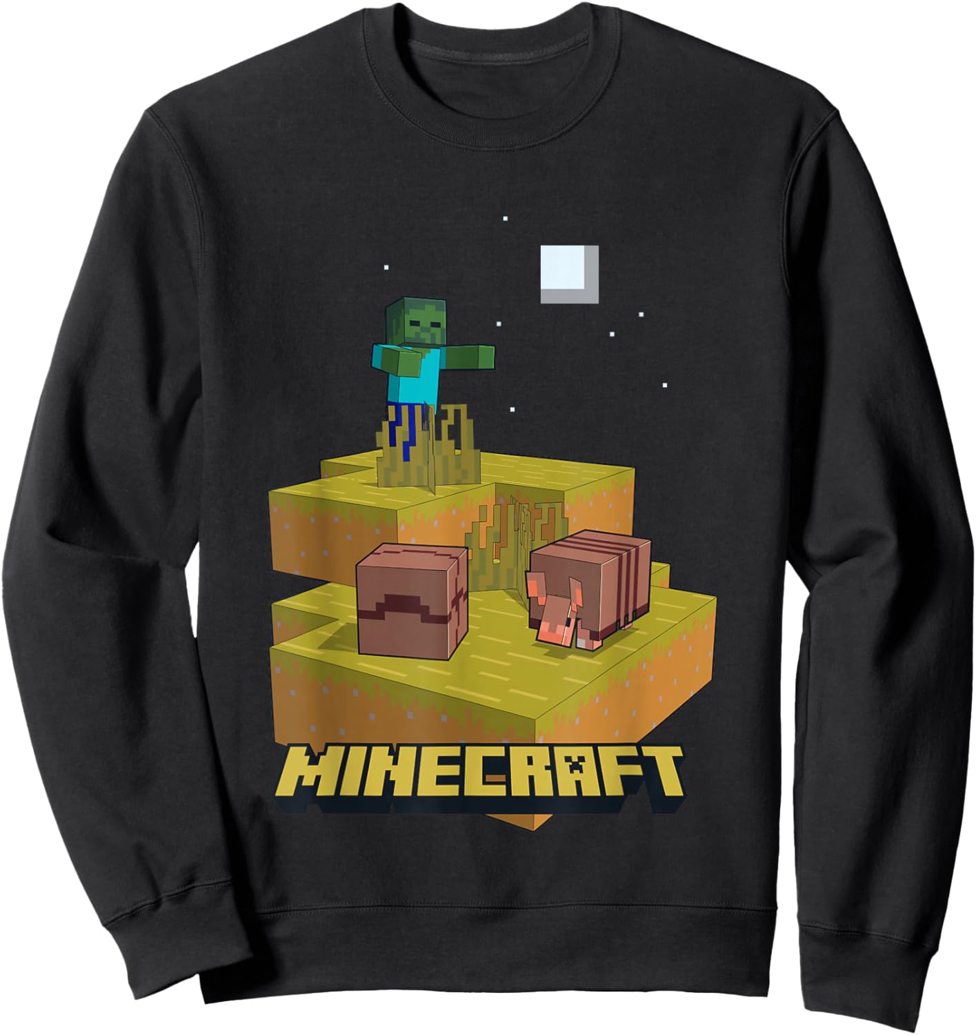 Minecraft Zombie At Night Amongst Armadillos Sweatshirt - Sweatshirt | Black