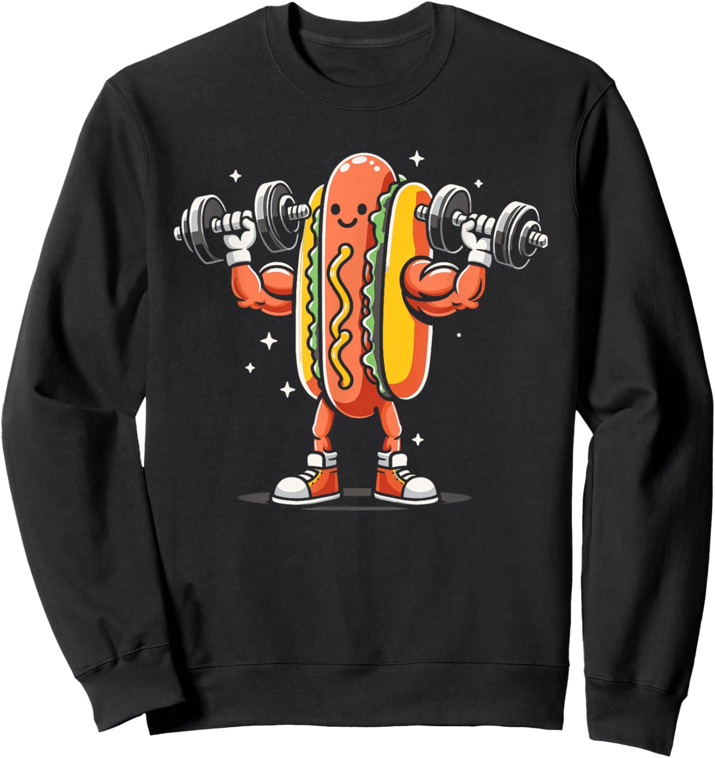 Hotdog Lifting Weights Funny Bodybuilding Weightlifting Sweatshirt - Sweatshirt | Black