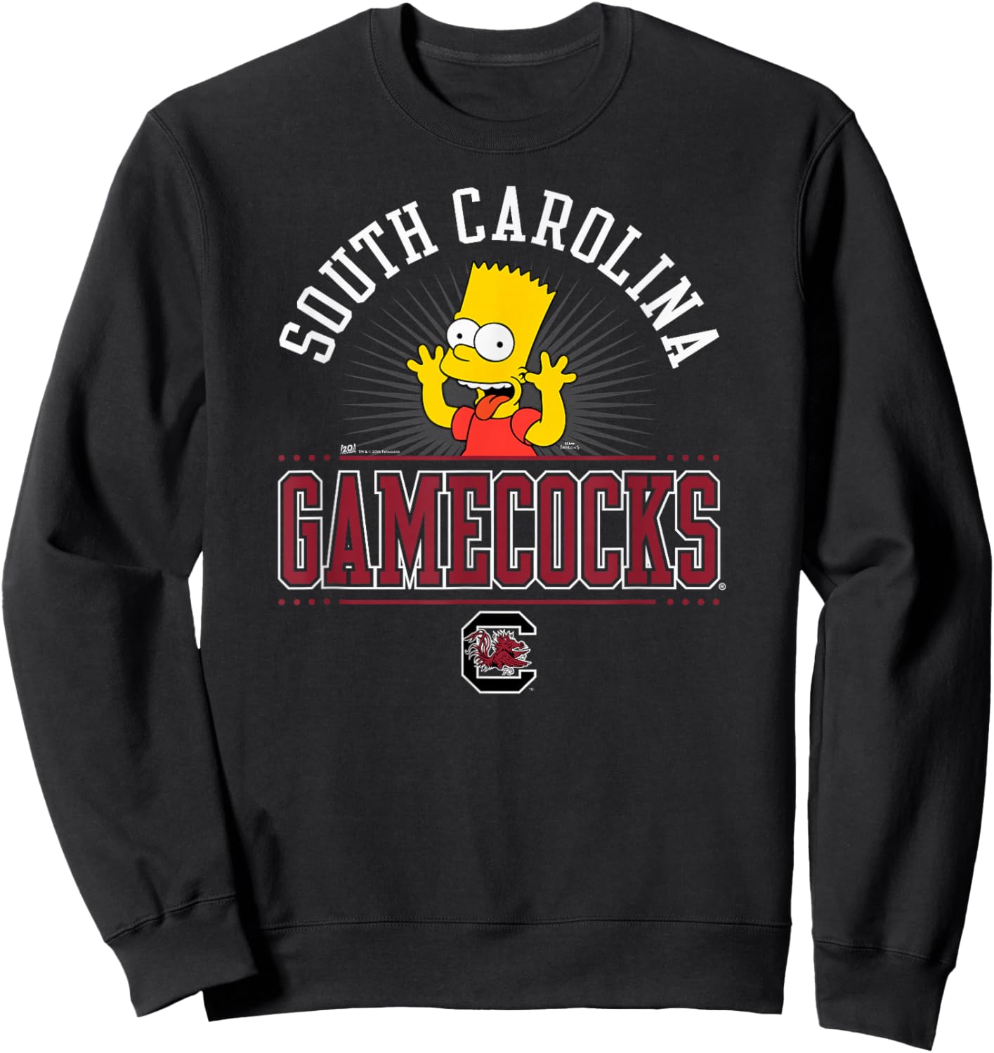 South Carolina Gamecocks Simpsons Bart Dark Gray Sweatshirt - Sweatshirt | Black