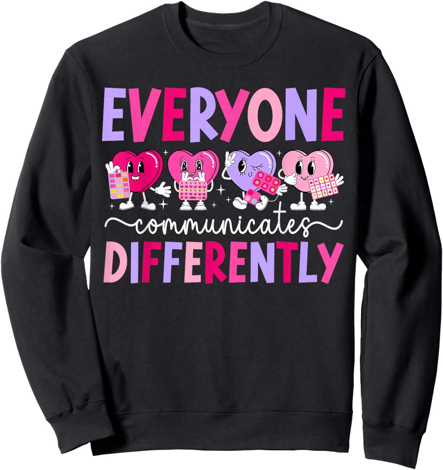Cute Valentine ABA Therapist Valentines Day ABA Therapy Sweatshirt - Sweatshirt | Black
