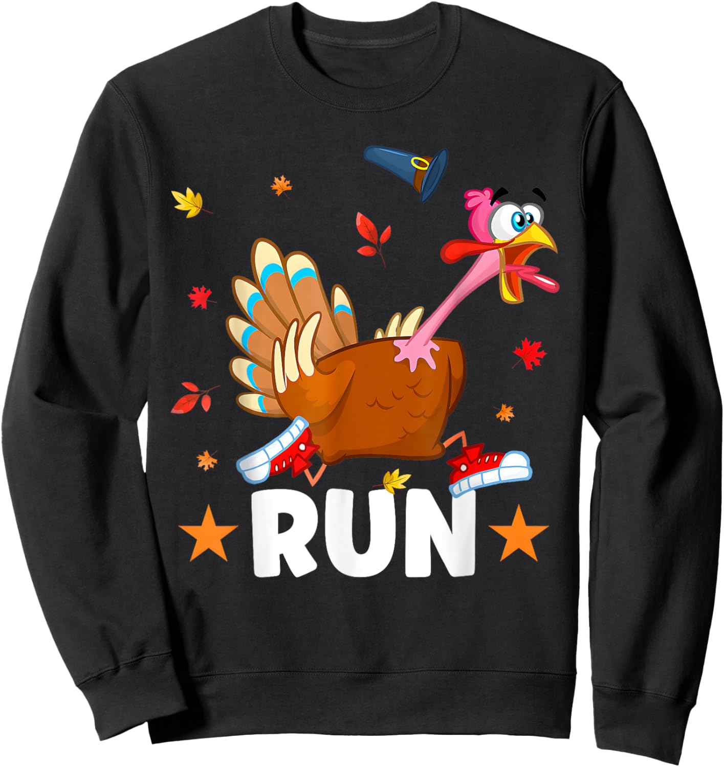 Turkey Run Costume Happy Thanksgiving Running Turkey Trot Sweatshirt - Sweatshirt | Black