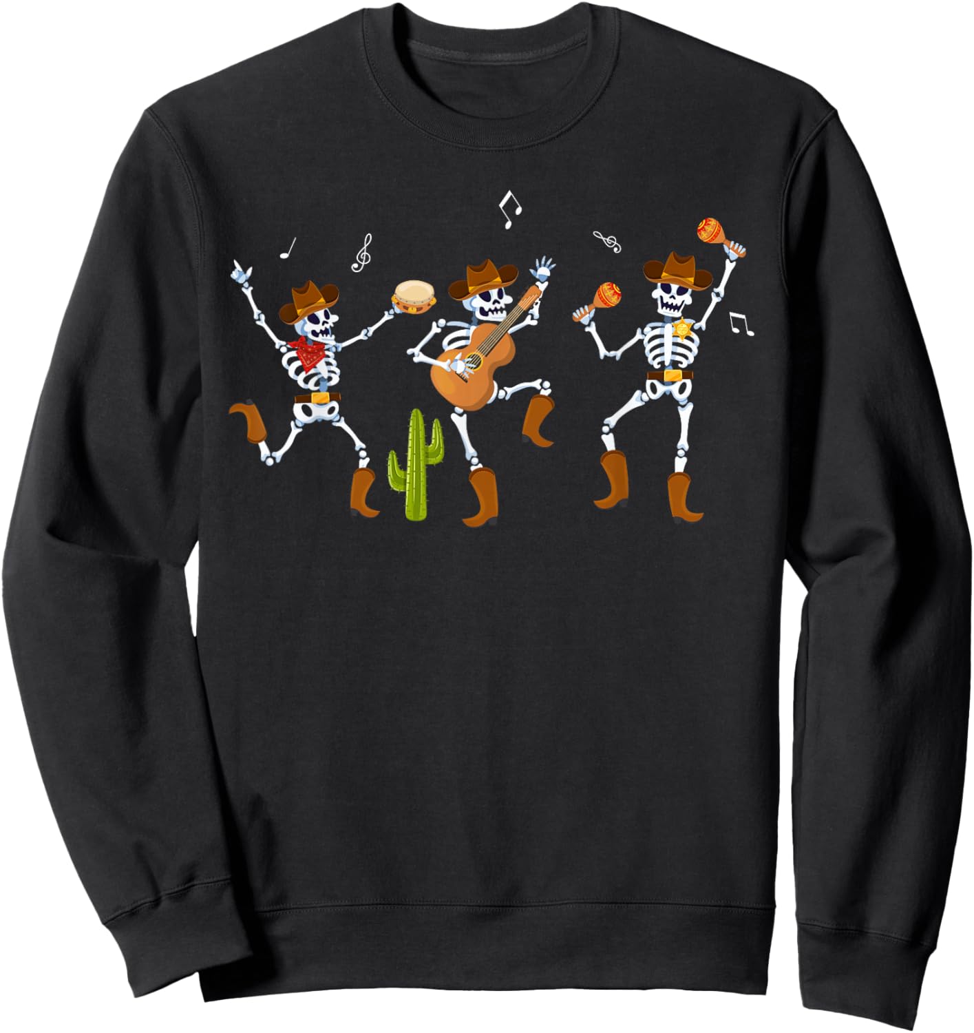 Funny Skeleton Dancing Cowboy Cowgirl Halloween Sweatshirt - Sweatshirt | Black