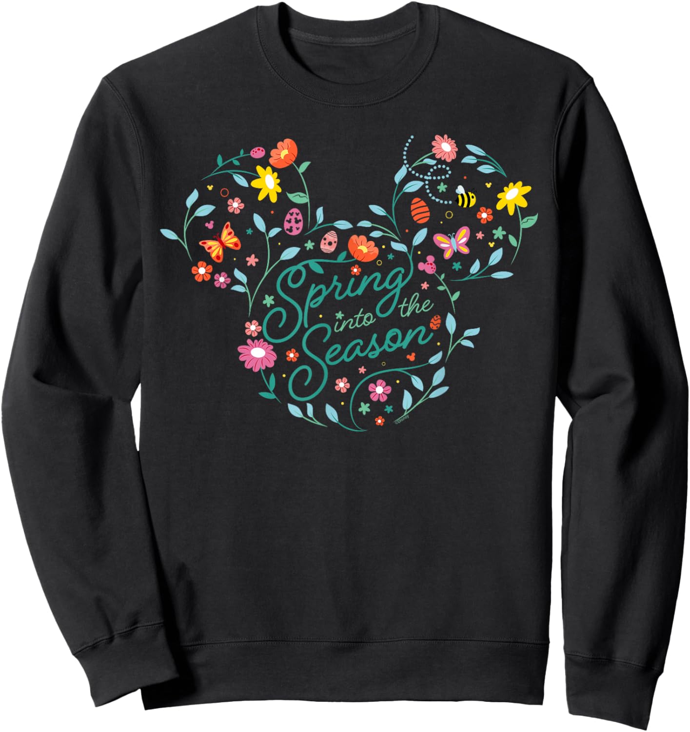 Disney Mickey Mouse Spring Into The Season Flower Icon Sweatshirt - Sweatshirt | Black