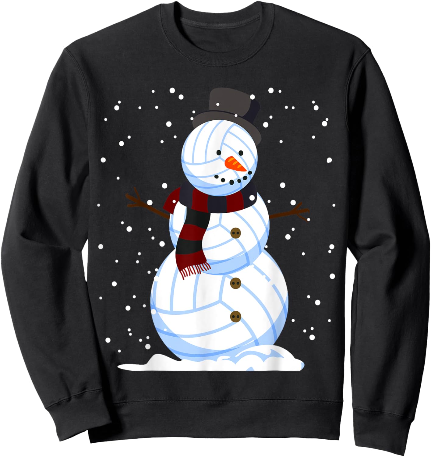 Volleyball Snowman Christmas Design For Player Boys Girls Sweatshirt - Sweatshirt | Black