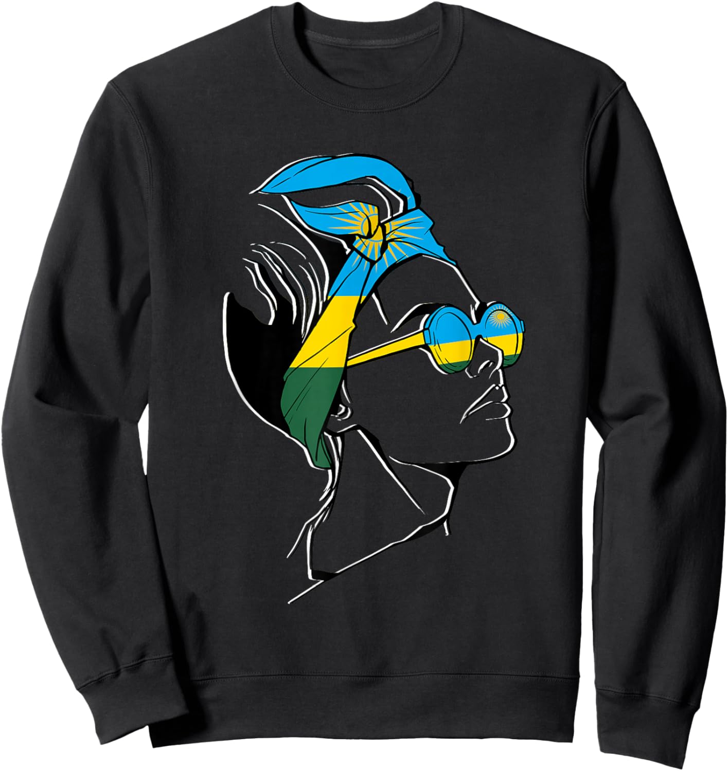 Rwanda Flag Woman Headscarf Rwandan Pride Rwandan Roots Sweatshirt - Sweatshirt | Black
