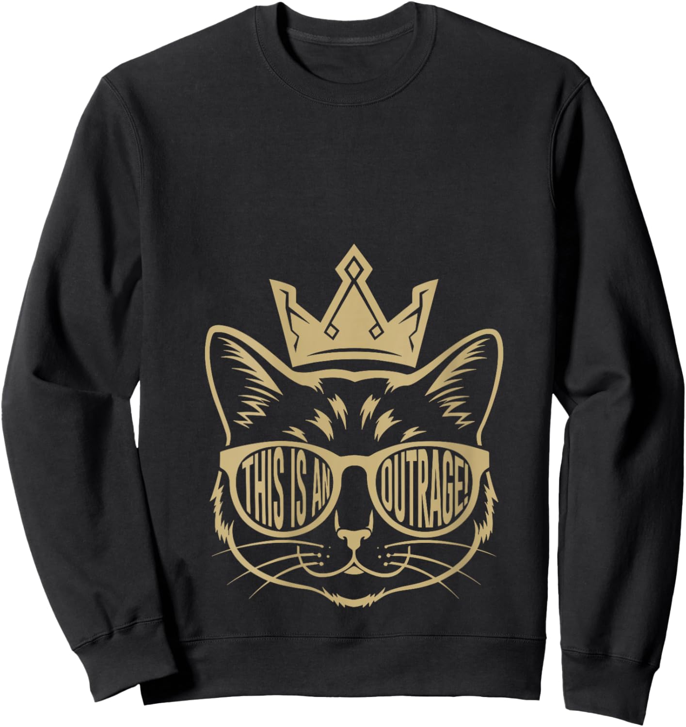 Women's This is an Outrage Funny Princess Cat Donut Gold V-Neck Sweatshirt - Sweatshirt | Black